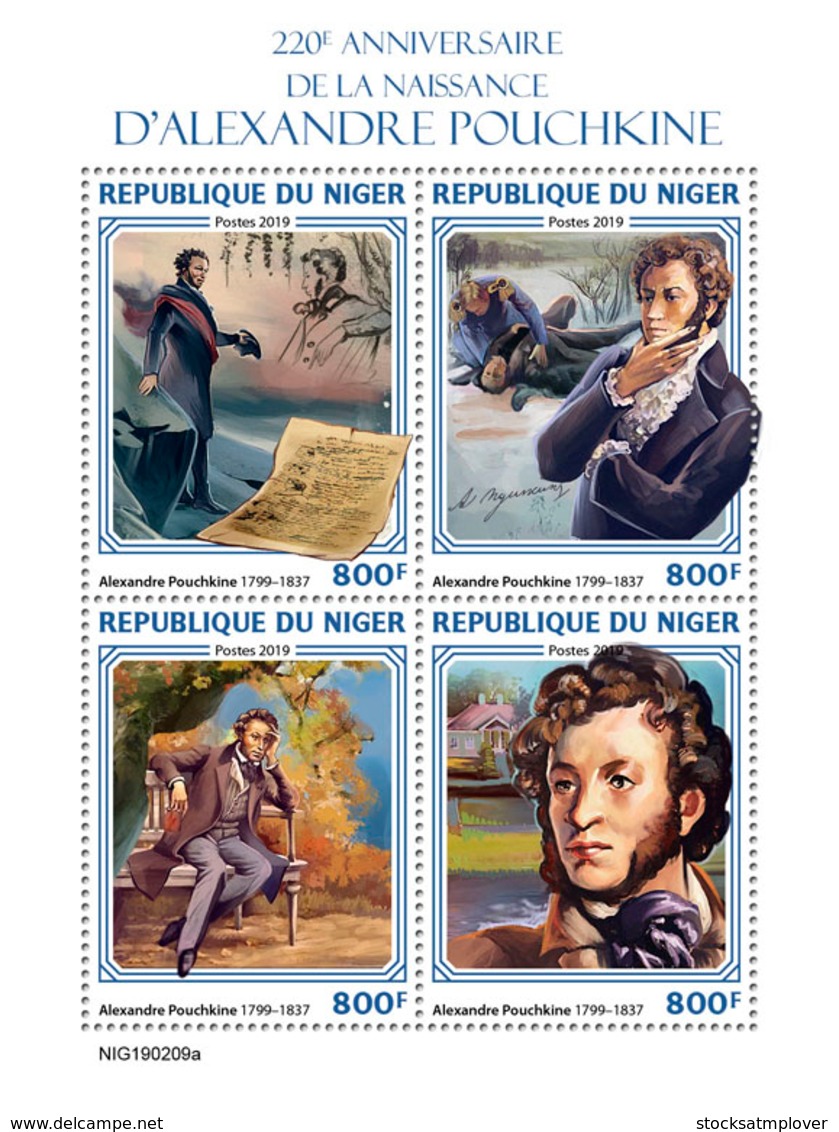 Niger 2019     Alexander Pushkin   Russian Poet   S201904 - Niger (1960-...)