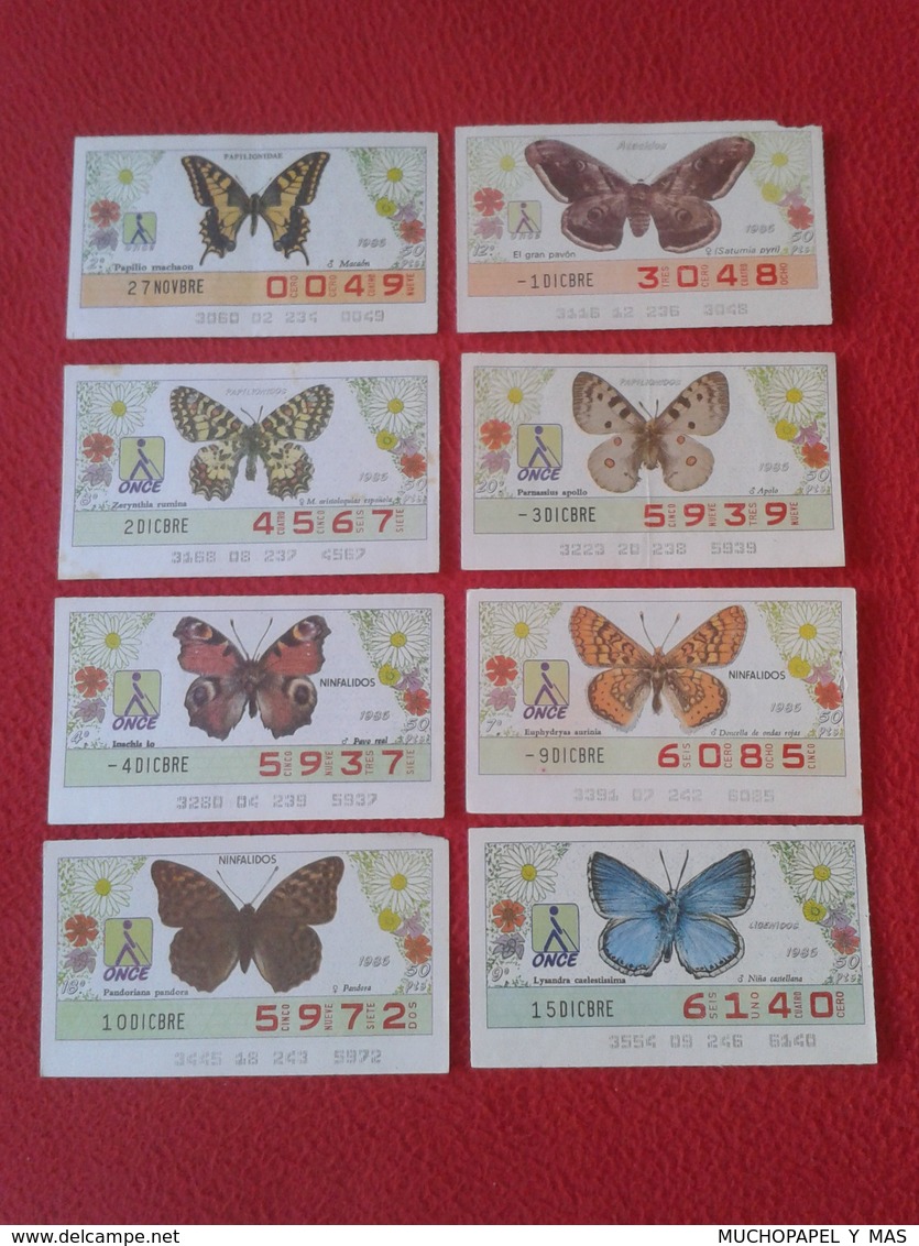 LOTE 32 CUPONES DE ONCE LOTTERY SPAIN LOTERÍA BLIND 1986 87 MARIPOSA MARIPOSAS BUTTERFLY BUTTERFLIES PAPILLON PAPILLONS - Billetes De Lotería