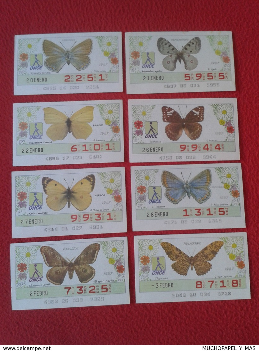 LOTE 32 CUPONES DE ONCE LOTTERY SPAIN LOTERÍA BLIND 1986 87 MARIPOSA MARIPOSAS BUTTERFLY BUTTERFLIES PAPILLON PAPILLONS - Billetes De Lotería