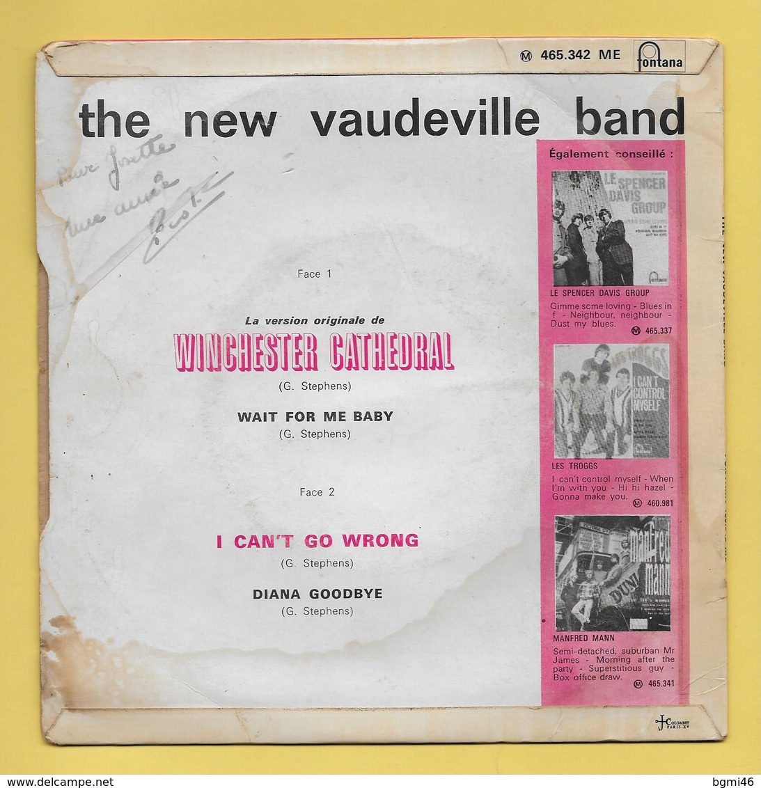 Disque Vinyle 45 Tours : THE NEW VAUDEVILLE  BAND :  Voir Les 4 Titres Dans La Description..Scan A  : Voir 2 Scans - Disco, Pop