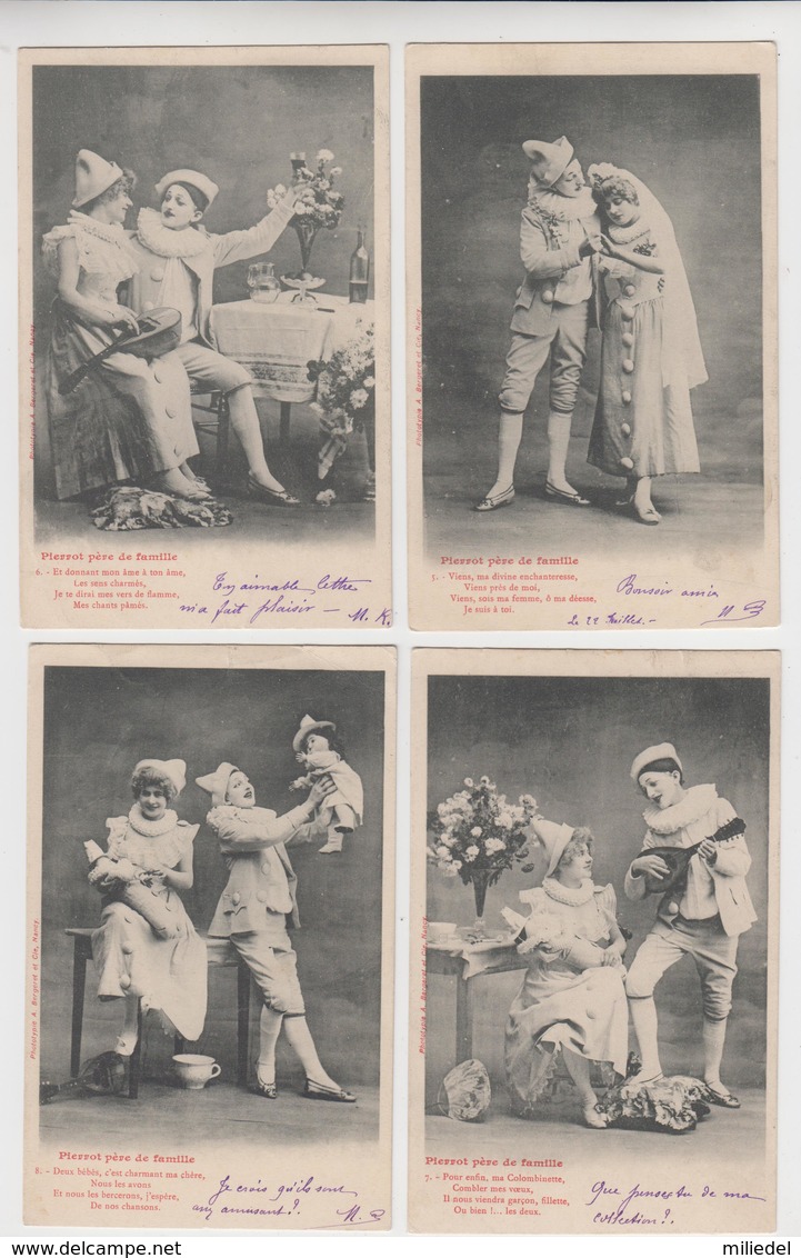 MF145 - Superbe Série Complète De 10 Cartes BERGERET - Pierrot Père De Famille - 1903 - Bergeret