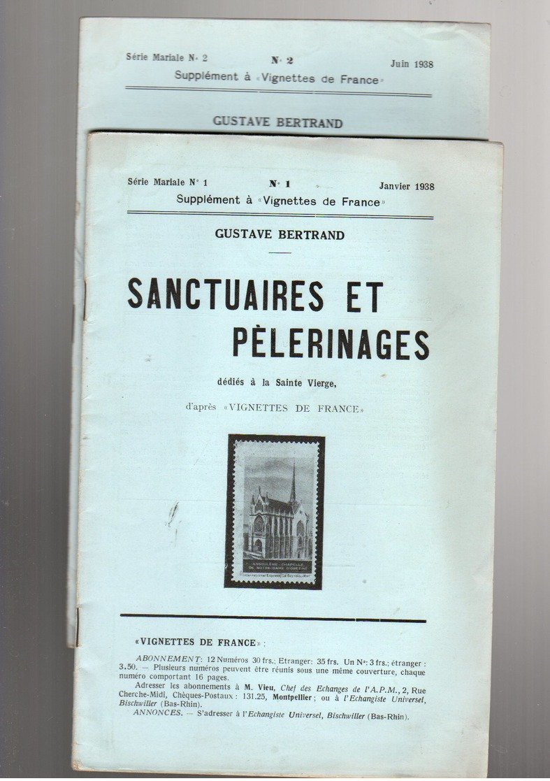 Gustave Bertrand ( 1937 -1946 )  / Vignettes De France +sanctuaires Et Pelerinages RARE RARE - Français (jusque 1940)