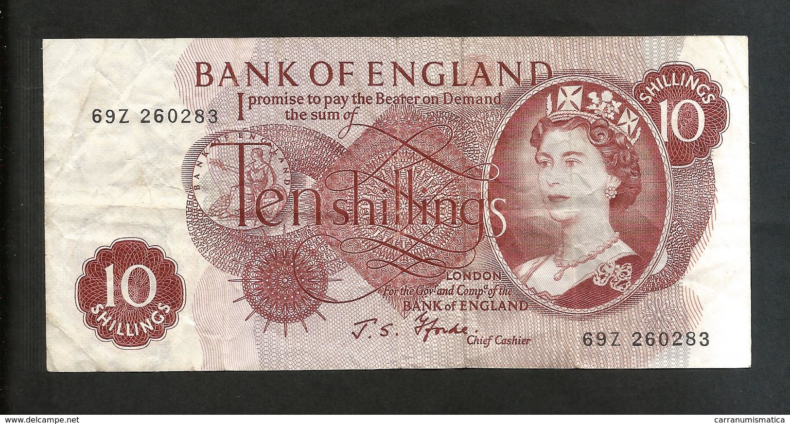 UNITED KINGDOM - BANK Of ENGLAND - 10 SHILLINGS (J.S. Fforde / 1966-1970) - ELIZABETH II - 10 Shillings