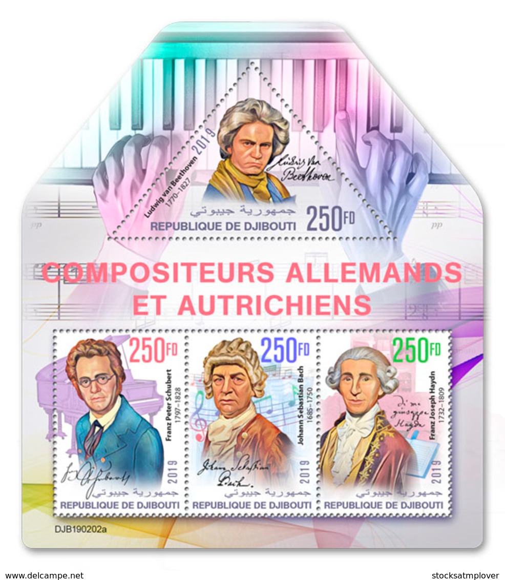 Djibouti  2019  German And Austrian Composers  ,Beethoven , Schubert    S201904 - Djibouti (1977-...)