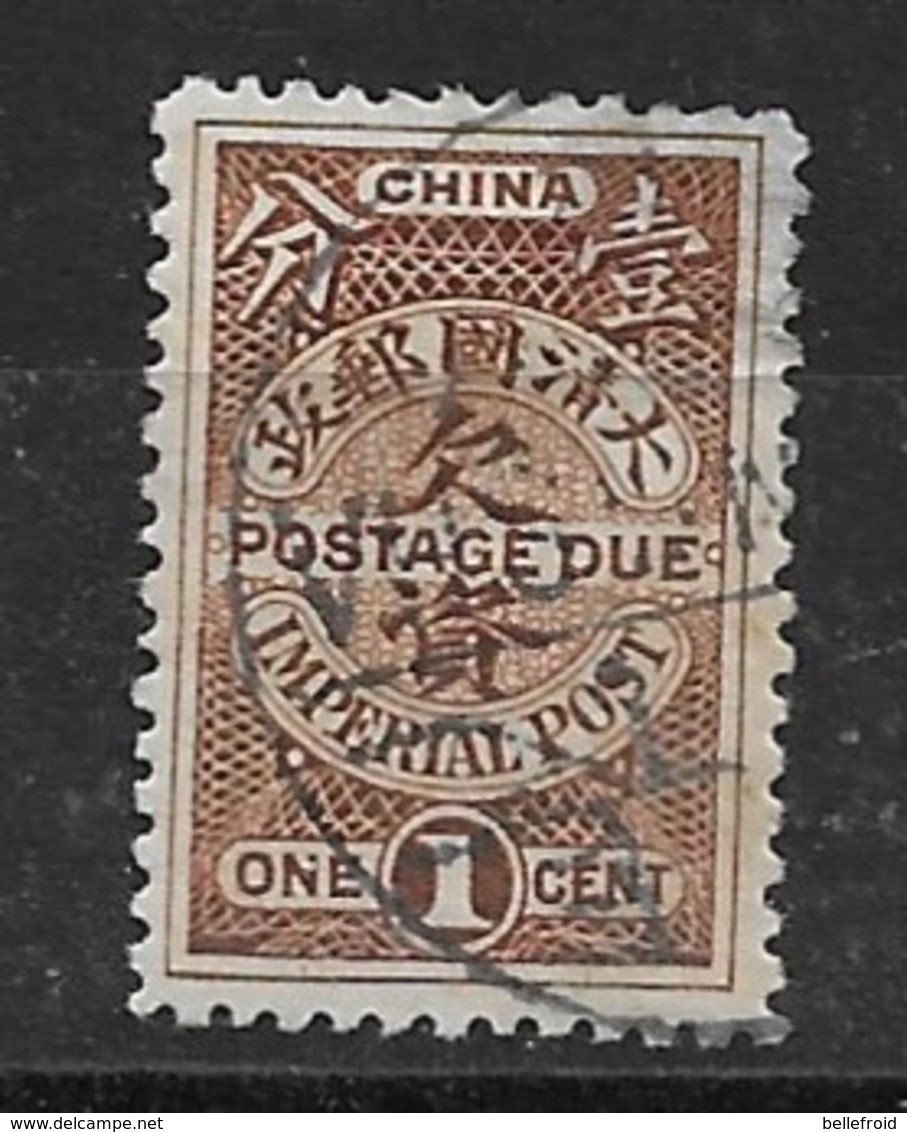 1911 CHINA - POSTAGE DUE 1c 2nd LONDON PRINTING USED H CHAN D15 $18 - 1912-1949 Republiek
