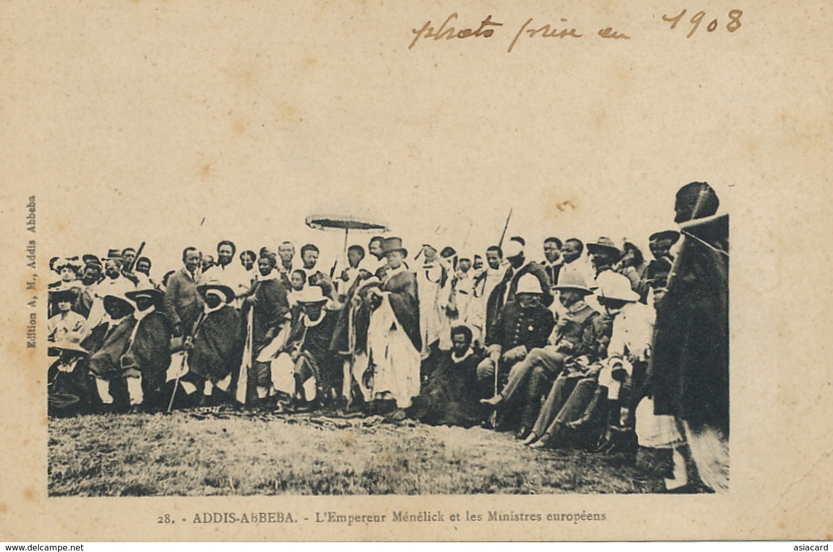 28 Addis Abbeba L' Empereur Menelik Et Les Ministres Européens  Edir A.M. Photo De 1908 - Ethiopia