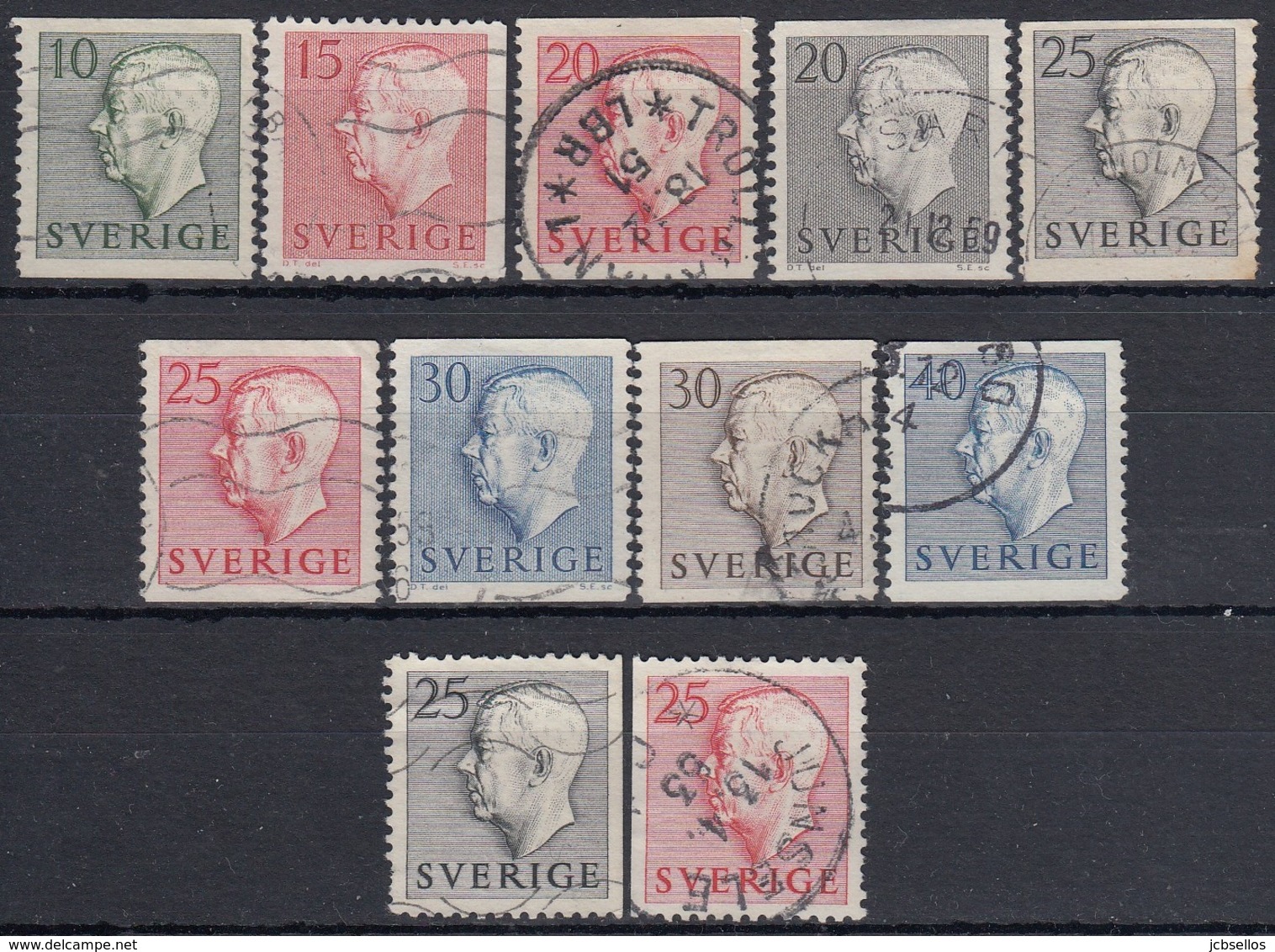 SUECIA 1951-1952 Nº 355/63 + 3459a + 360a USADO - Usados