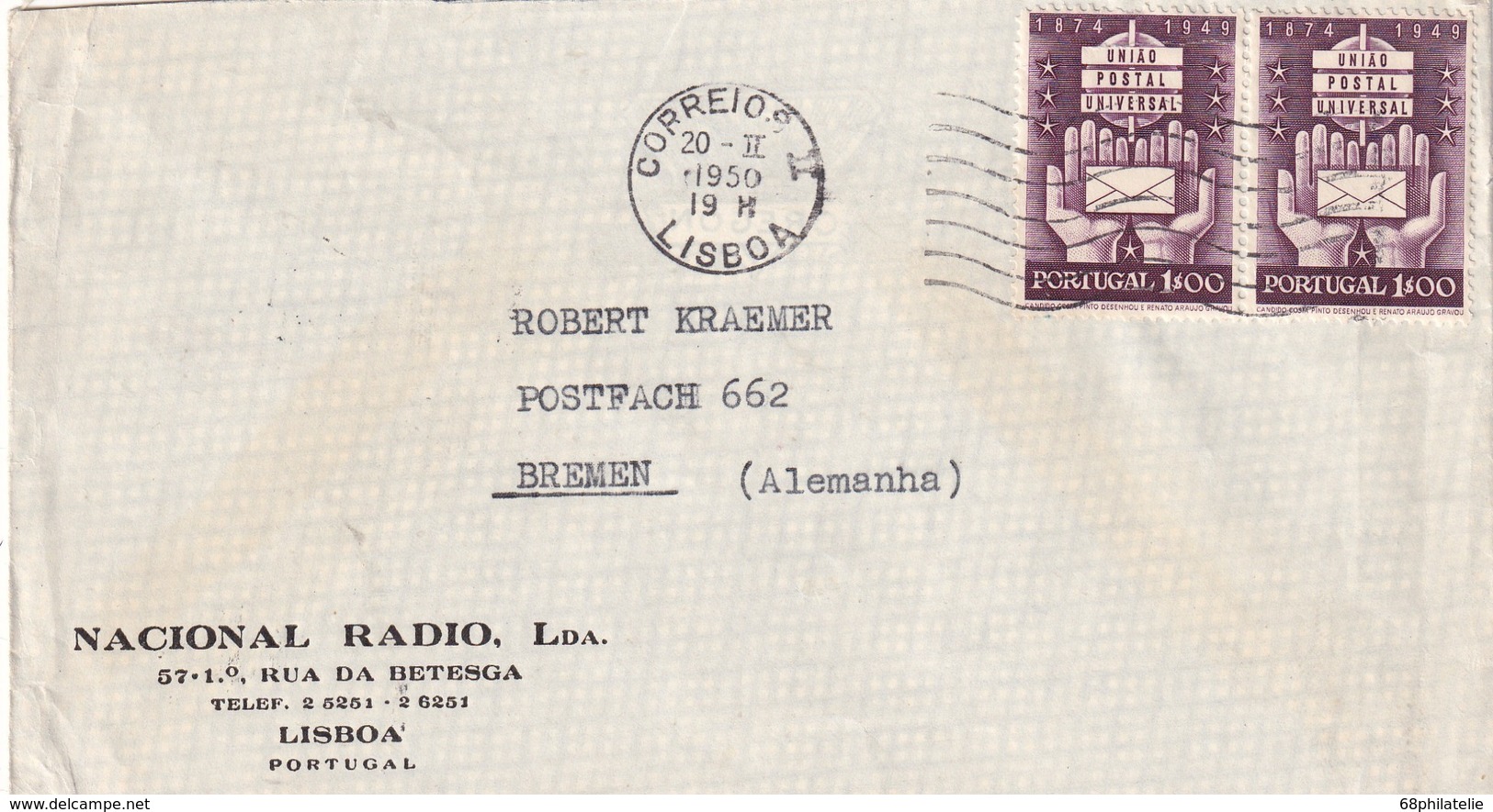 PORTUGAL 1950 LETTRE DE LISBOA - Lettres & Documents