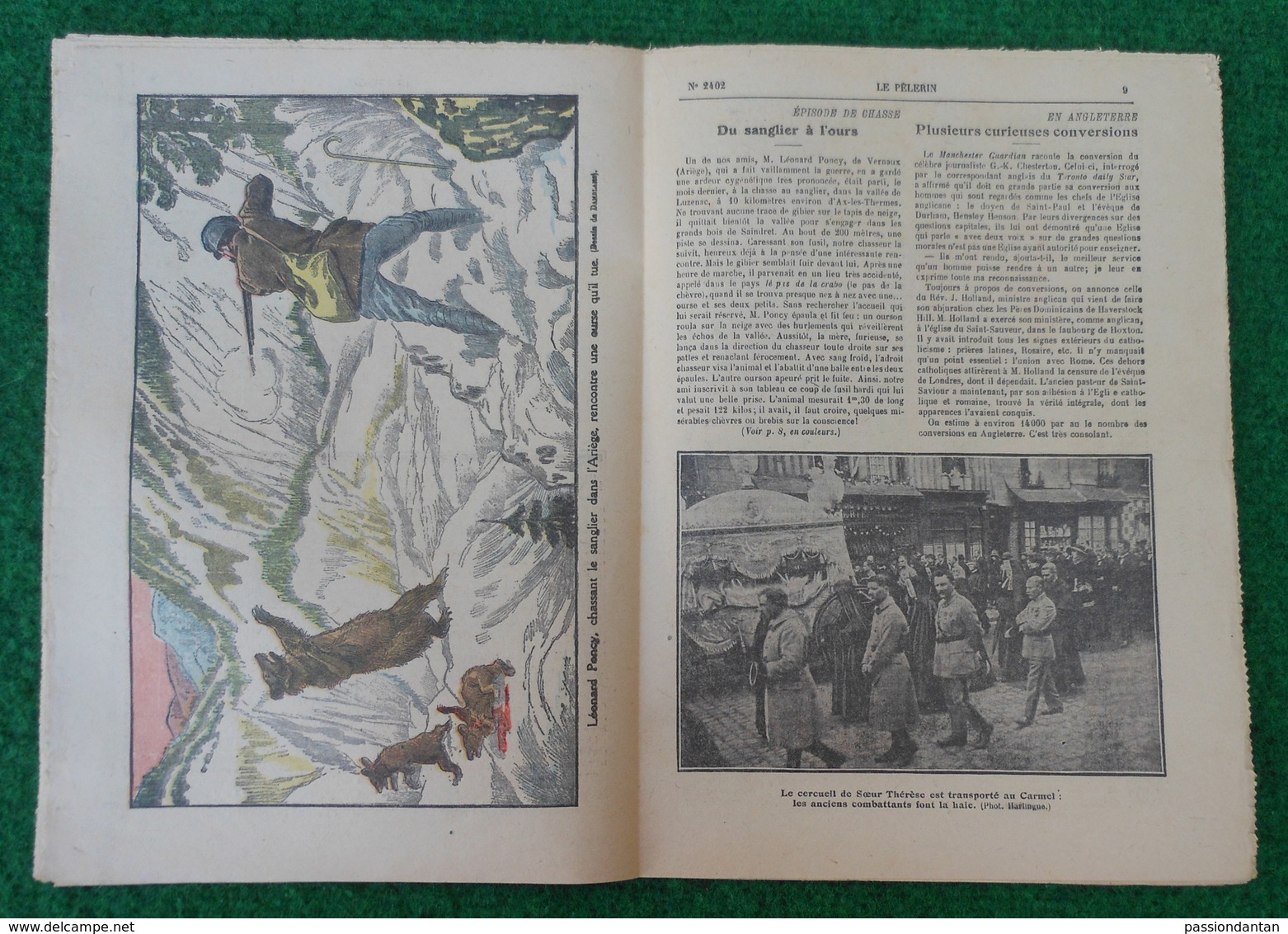 Revue Illustrée Le Pèlerin - Avril 1923 - Léonard Poncy, Chassant Le Sanglier Dans L'Ariège, Abat Une Ourse - Autres & Non Classés