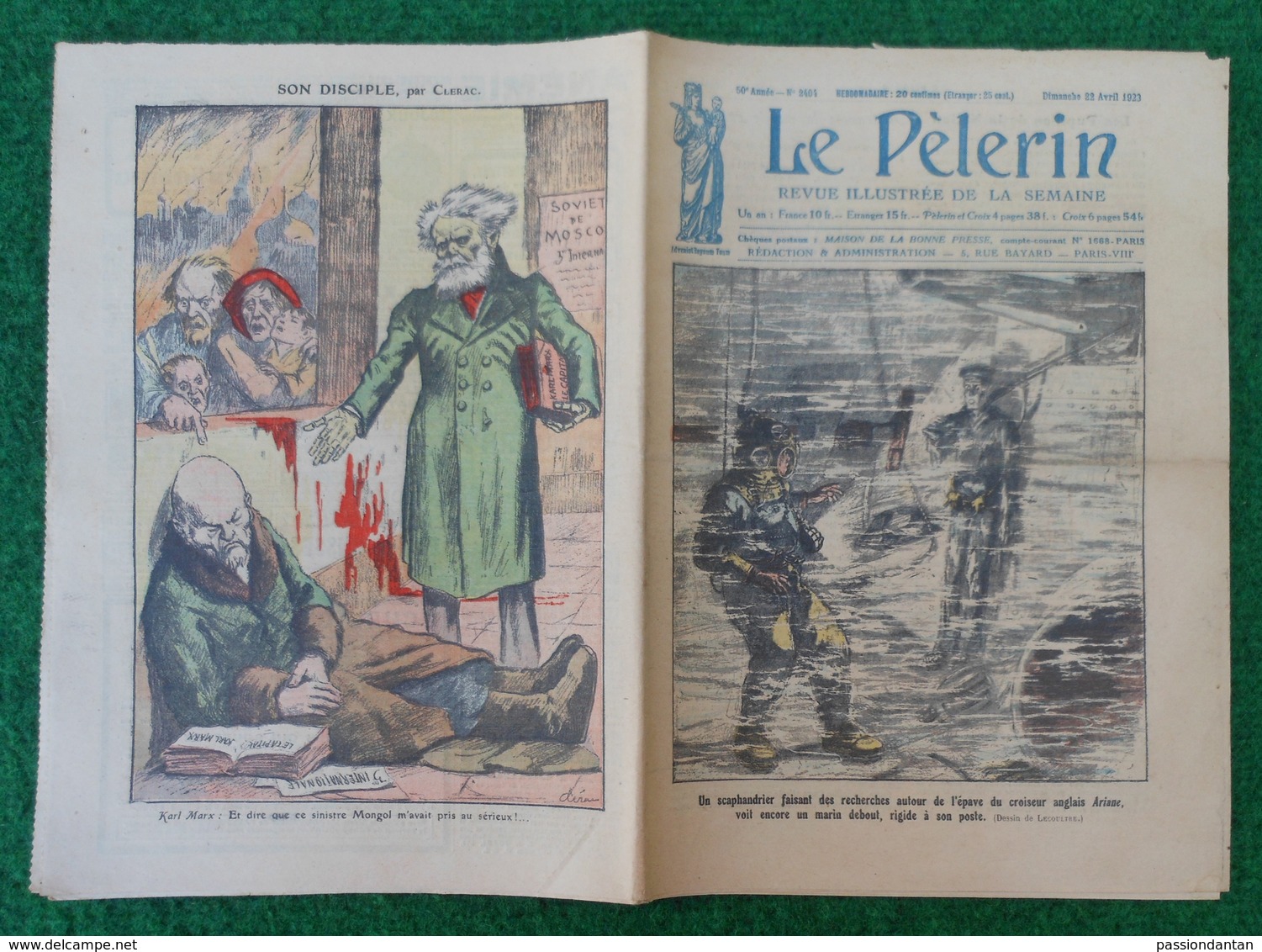 Revue Illustrée Le Pèlerin - Avril 1923 - Naufrage Du Croiseur Anglais Ariane - Découverte Des Moteurs Diesel Chez Benz - Autres & Non Classés