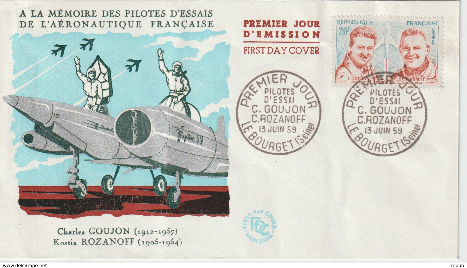 France FDC 1959 Goujon Et Razanoff 1213 - 1950-1959