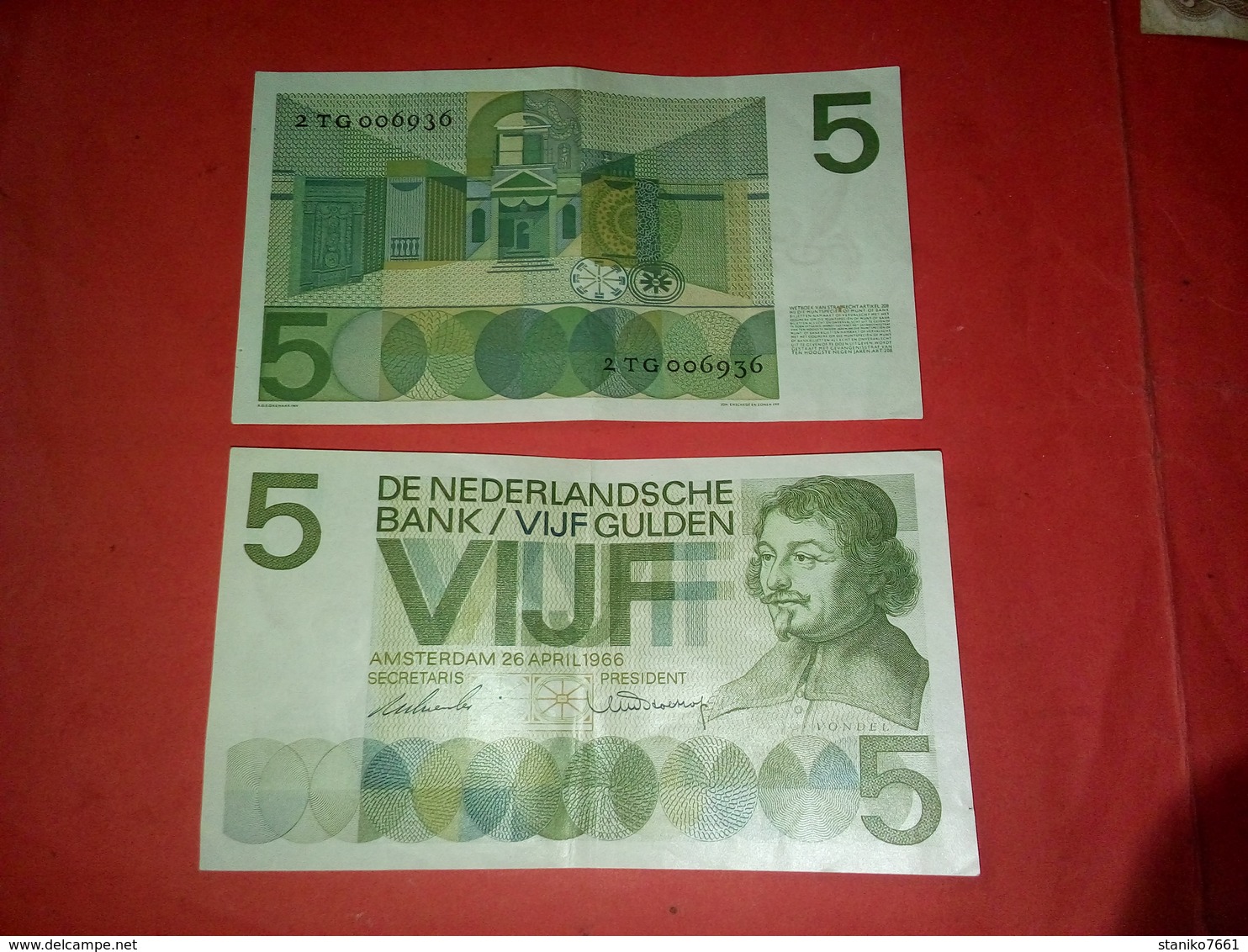 2 BILLET DE 5 VIJF AMSTERDAM 1966 TRES BON ETAT VOIR PHOTOS - [3] Emissioni Ministerie Van Oorlog