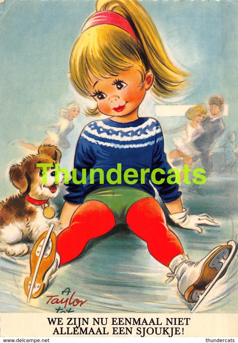 CPSM ILLUSTRATEUR TAYLOR TOT ARTIST SIGNED ENFANT CHIEN GIRL DOG - Taylor