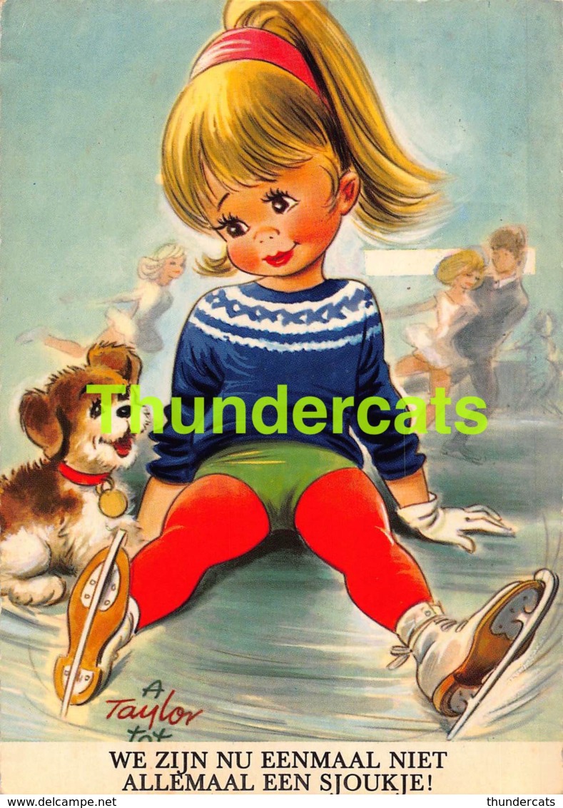 CPSM ILLUSTRATEUR TAYLOR TOT ARTIST SIGNED ENFANT CHIEN GIRL DOG - Taylor