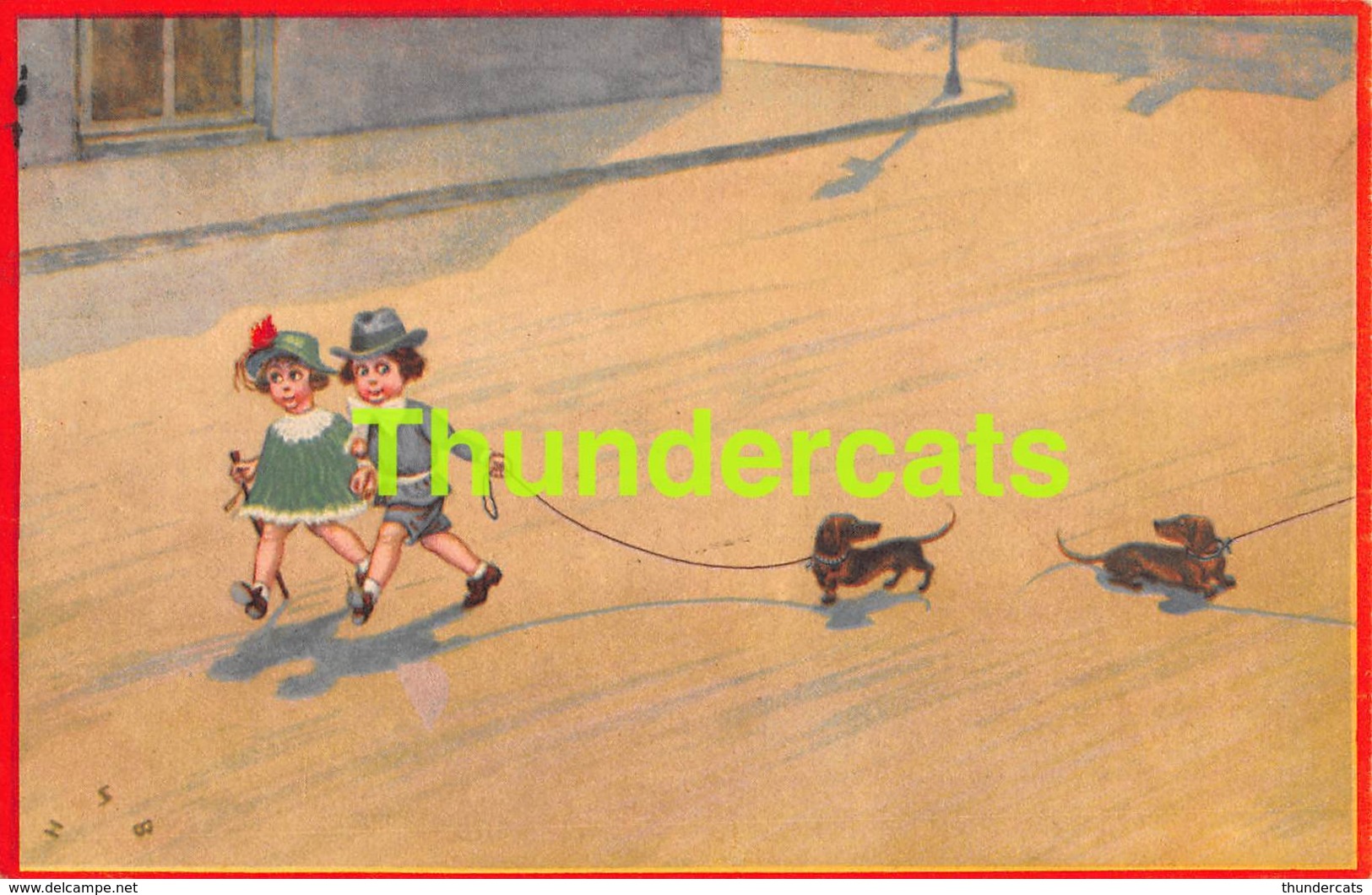 CPA ILLUSTRATEUR H S B ARTIST SIGNED HSB CHILD CHILDREN COMIC ENFANT ENFANTS COMIQUE TECKEL DACHSHUND - Andere & Zonder Classificatie