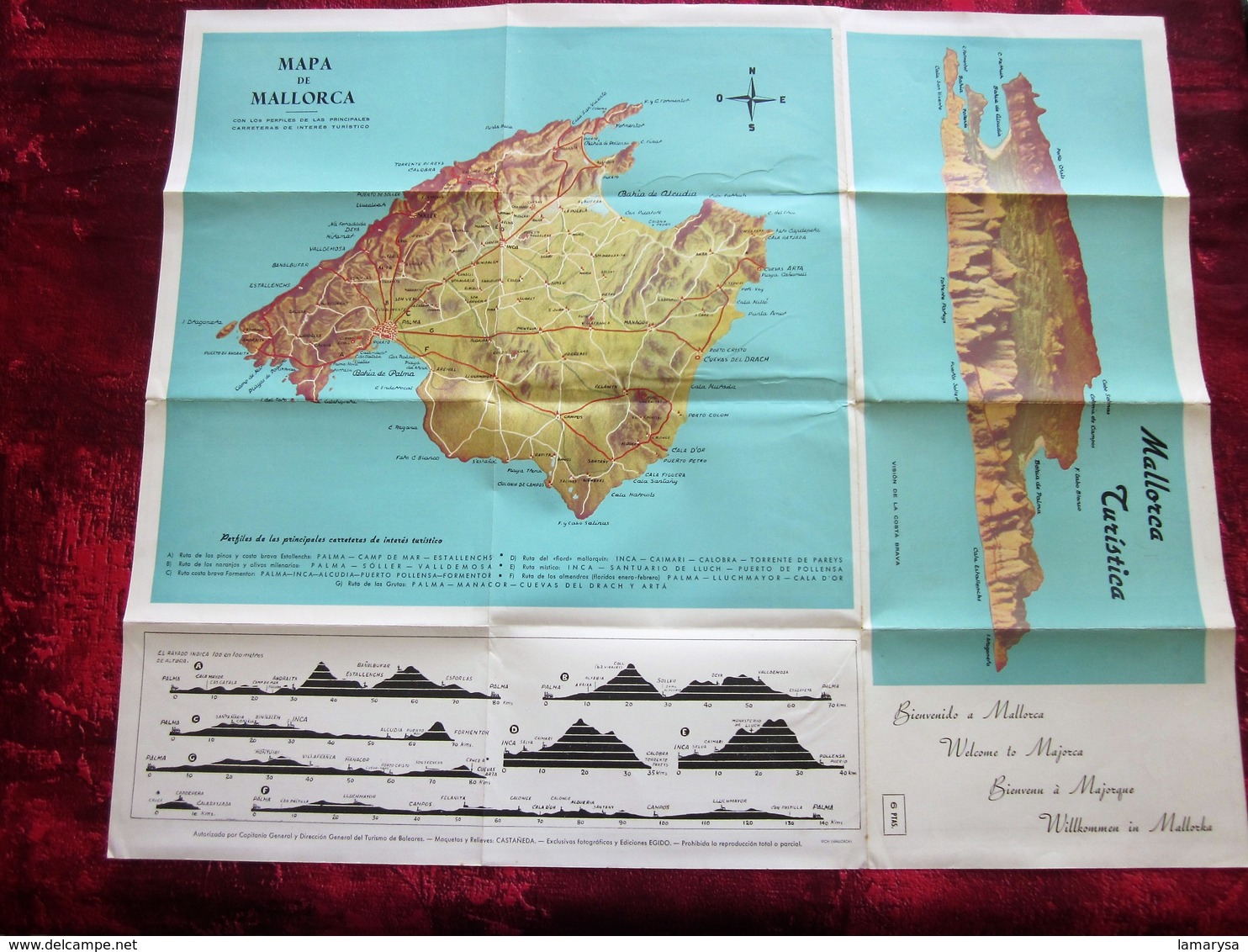 1955 MALLORCA ESPANA ILES BALÉARES PLANO TURISTICO GENOVA Y CAS CATAL GUÍA PANTALLA TURÍSTICA-EXCURSIONES-PROGRAMA PALMA - Cuadernillos Turísticos