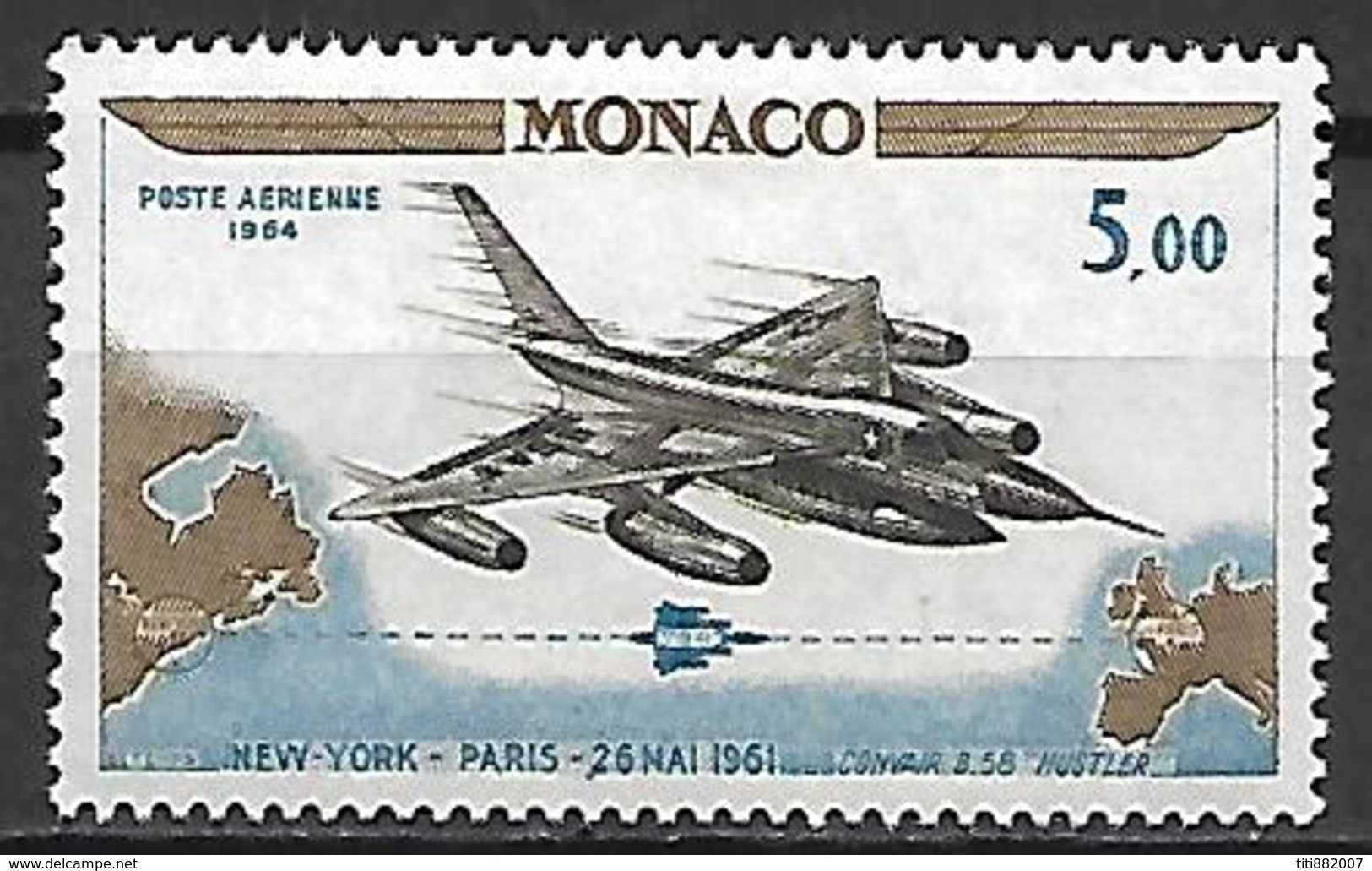 MONACO    -   Poste Aérienne   -    1964 .   Y&T N° 82 ** .  Avion - Poste Aérienne