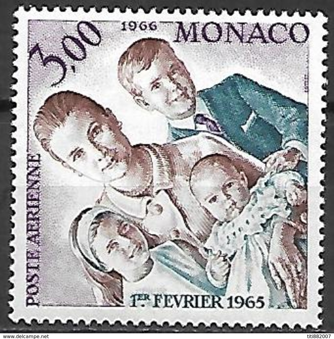 MONACO    -   Poste Aérienne   -    1966 .   Y&T N° 85 * .  Princesse Grace Et Ses Enfants. - Poste Aérienne