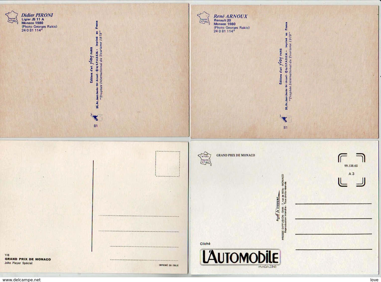 MONACO: Grand prix de Monaco, courses automobiles. Bon lot de 22 cartes entre 1972/1987. Détails au verso