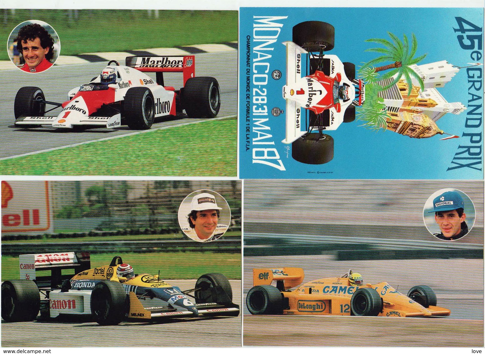 MONACO: Grand prix de Monaco, courses automobiles. Bon lot de 22 cartes entre 1972/1987. Détails au verso