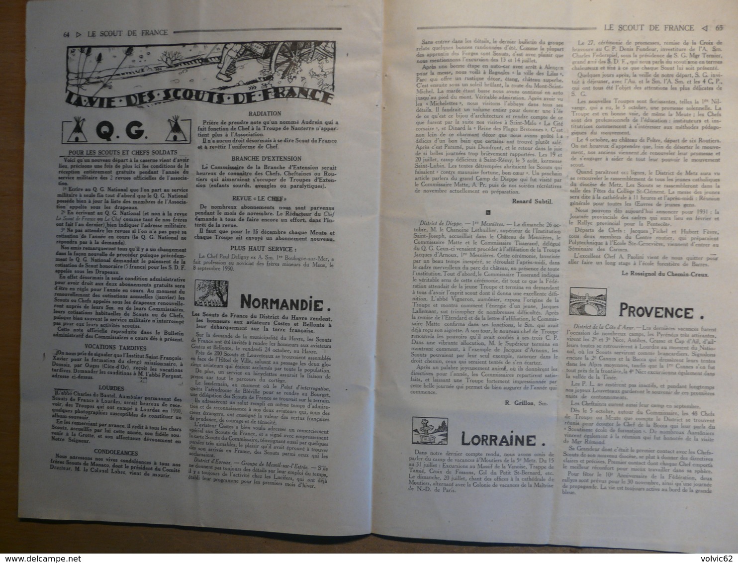 Revue scout de France 122 1930 messe vignemale marin pampold  vie en régions