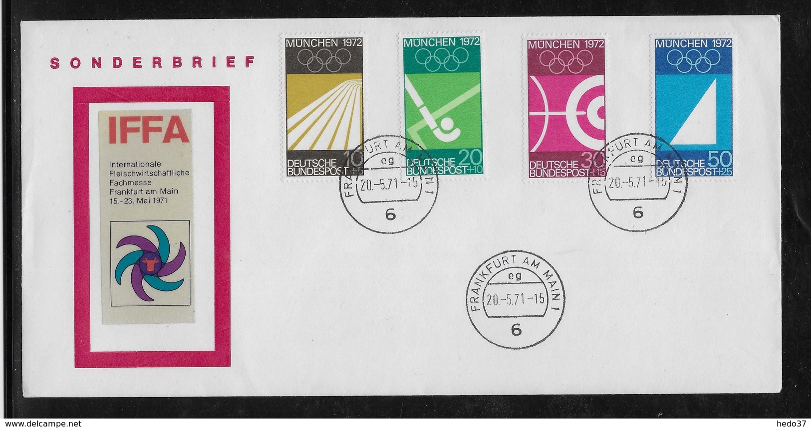 Thème Jeux Olympiques -  Munich 1972 - Sports - Enveloppe - Summer 1972: Munich