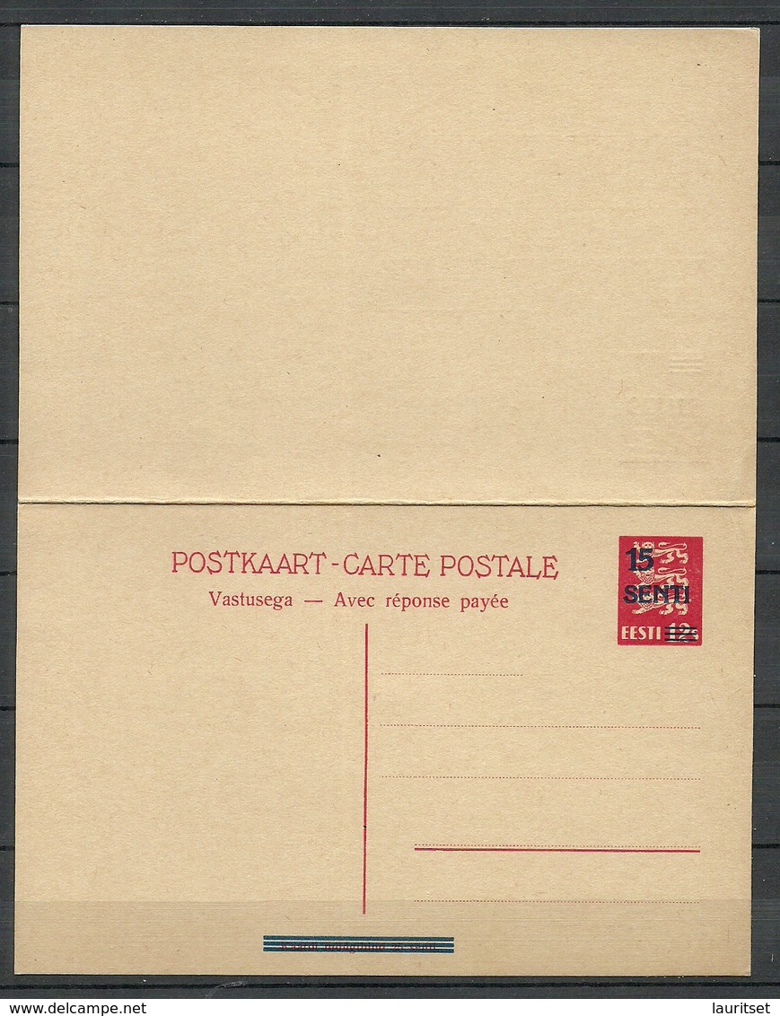 Estland Estonia 1934 Postal Stationery Mit Antwortteil With Response Part Ganzsache Sauber Ungebraucht/unused - Estland