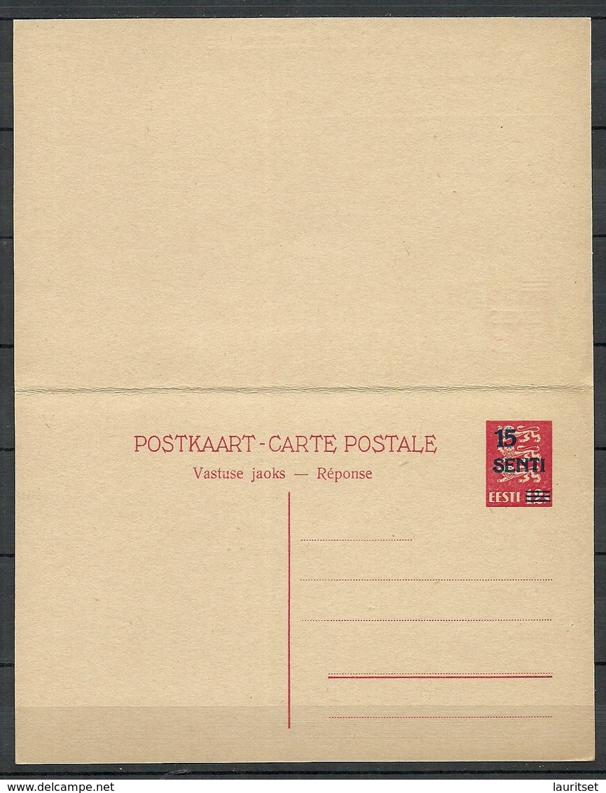 Estland Estonia 1934 Postal Stationery Mit Antwortteil With Response Part Ganzsache Sauber Ungebraucht/unused - Estonia