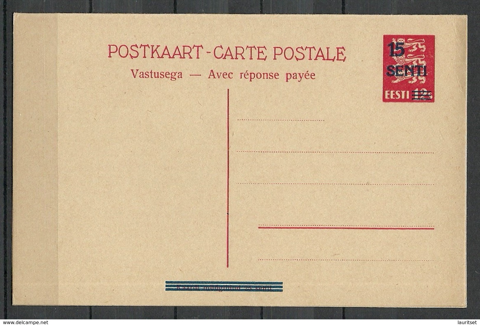 Estland Estonia 1934 Postal Stationery Mit Antwortteil With Response Part Ganzsache Sauber Ungebraucht/unused - Estonia
