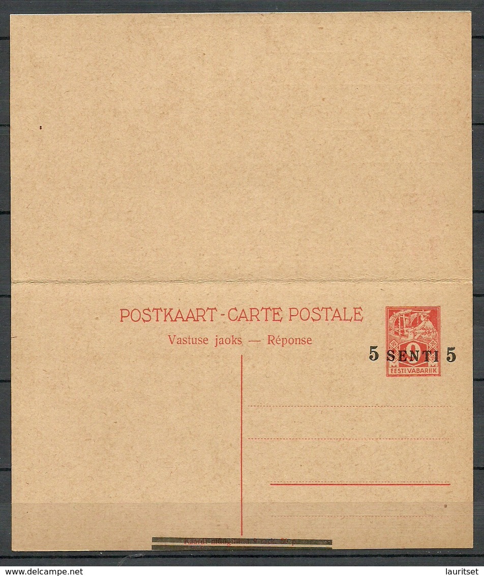 Estland Estonia 1928/29 Postal Stationery Mit Antwortteil With Response Part Ganzsache Sauber Ungebraucht/unused - Estland