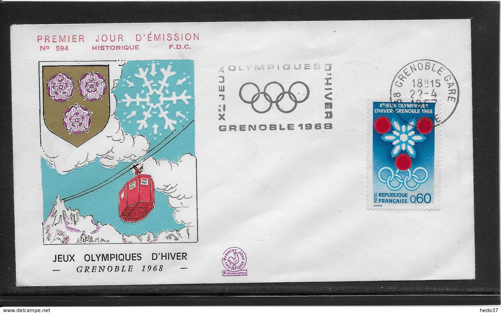 Thème Jeux Olympiques - Grenoble 1968 - Sports - Enveloppe - Winter 1968: Grenoble