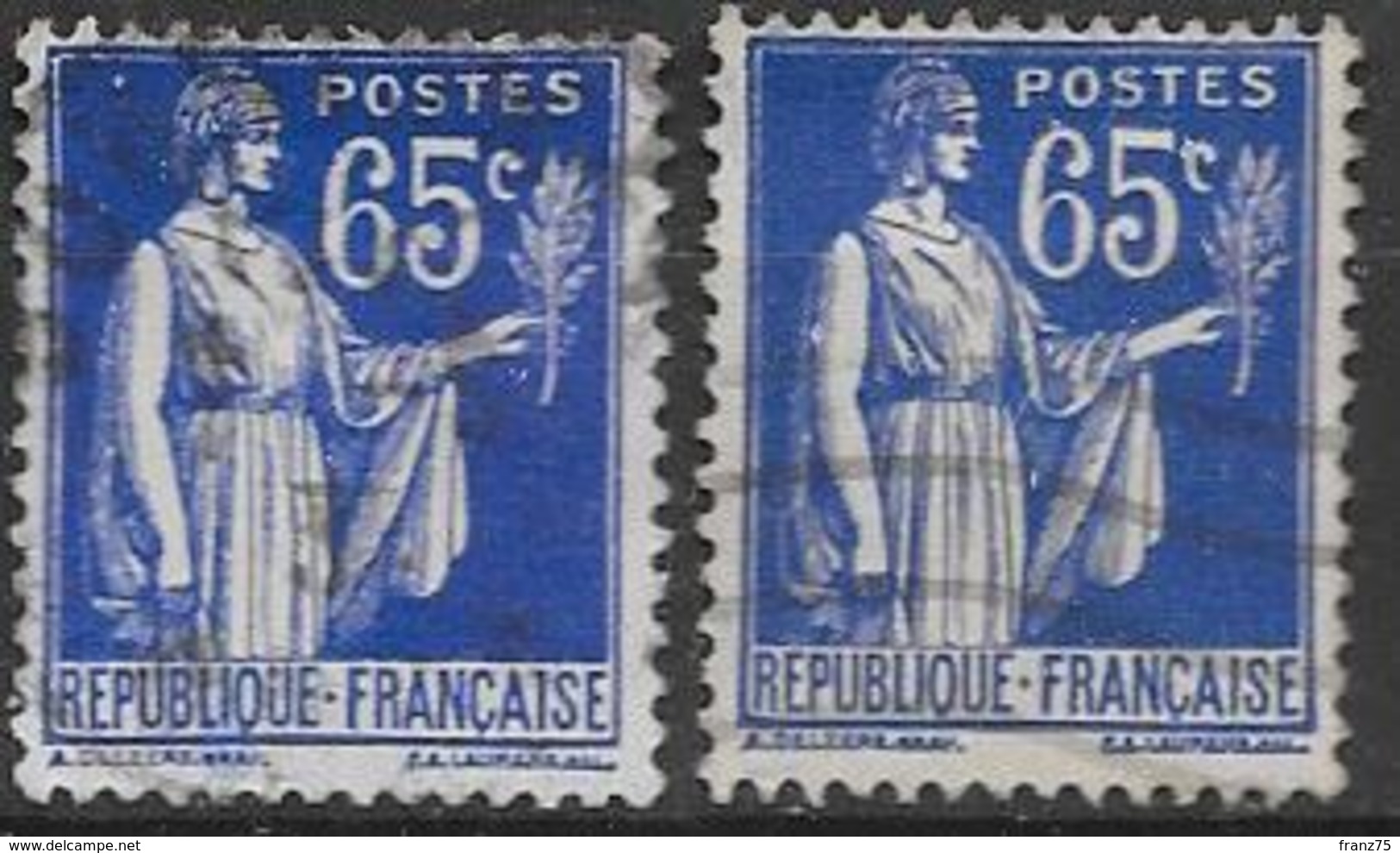 Poste 1937/39-type PAIX-N°365 En Double-OBL - 1932-39 Paix