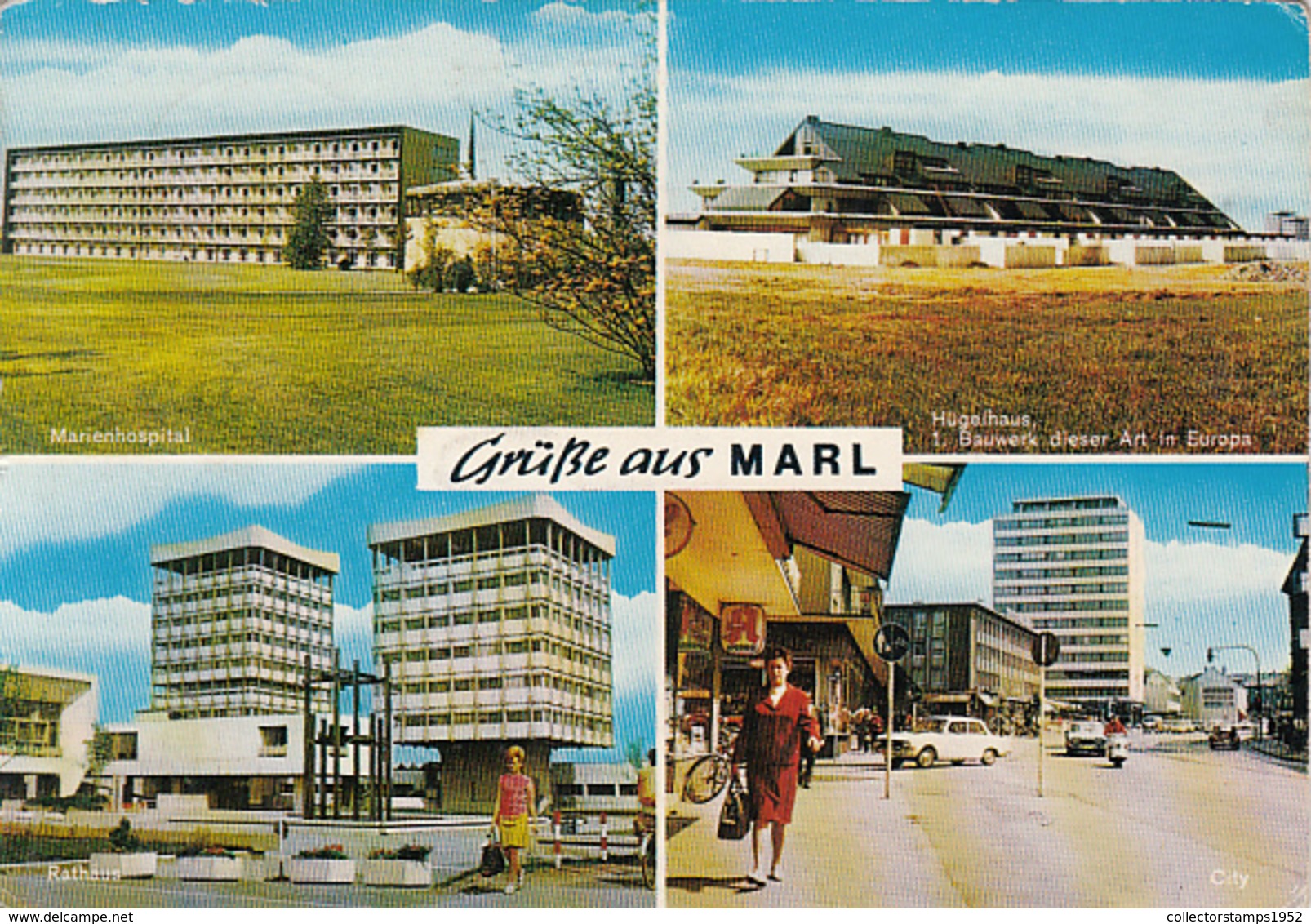 80558- MARL- MARY HOSPITAL, HILL HOUSE, TOWN HALL, STREET VIEW, MOTOR BIKE, CAR - Marl