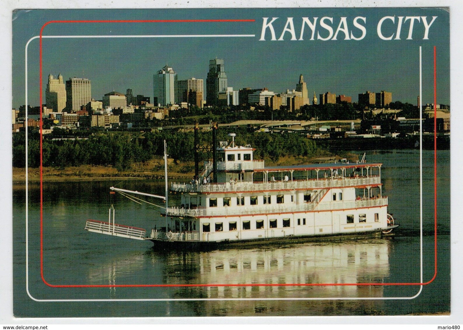 THE  MISSOURI  RIVER  QUEEN  GLIDES GENTLY PAST  KANSAS  CITY                      (VIAGGIATA) - Kansas City – Kansas