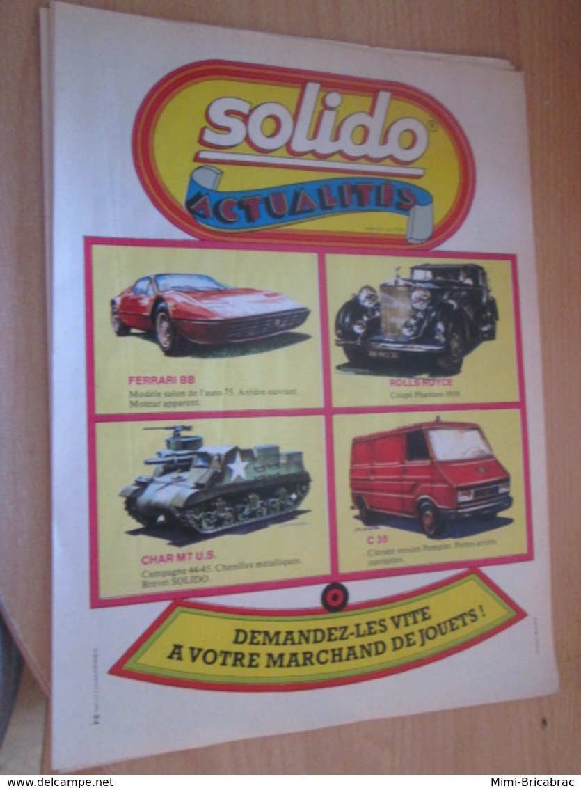 SPI2019 Pour Collectionneurs  PUBLICITE 60/70 ; Format A4 SOLIDO ACTUALITES Issu De Revue Spirou De 75/76 - Solido