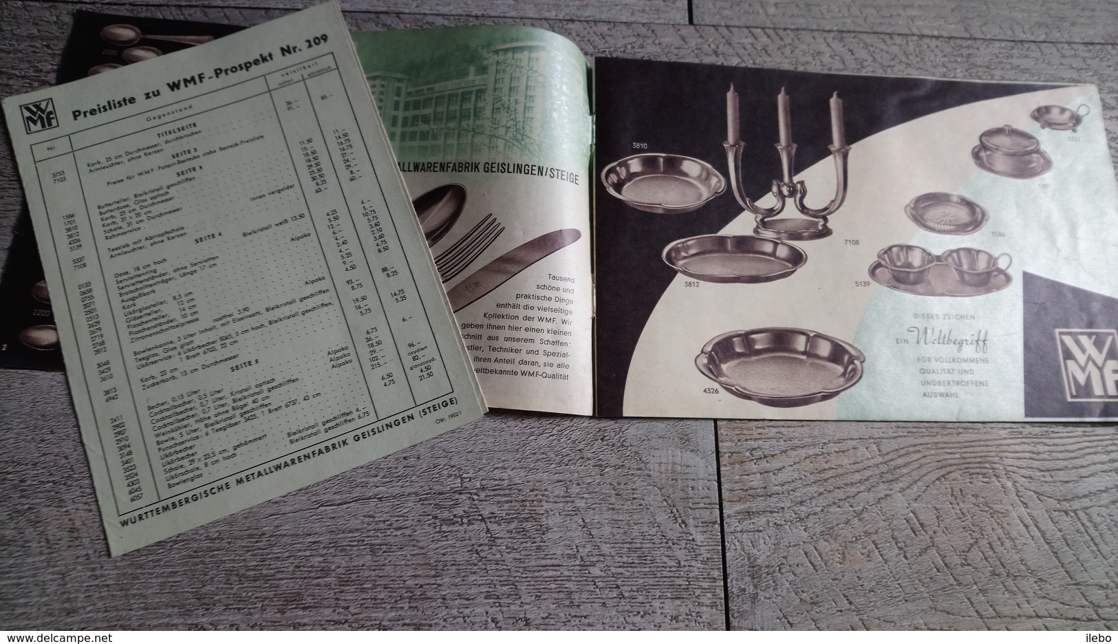 Catalogue WMF Wurttembergische Metallwarenfabrik Koblenz Vaisselle Tarif Joint 1952 - Innendekoration