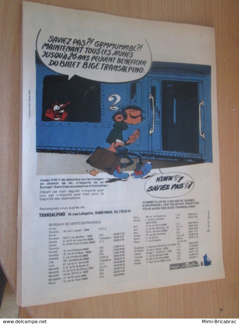 SPI2019 Page De SPIROU De 75/76 : FRANQUIN GASTON LAGAFFE PUBLICITE POUR LE BILLET BIGE - Franquin