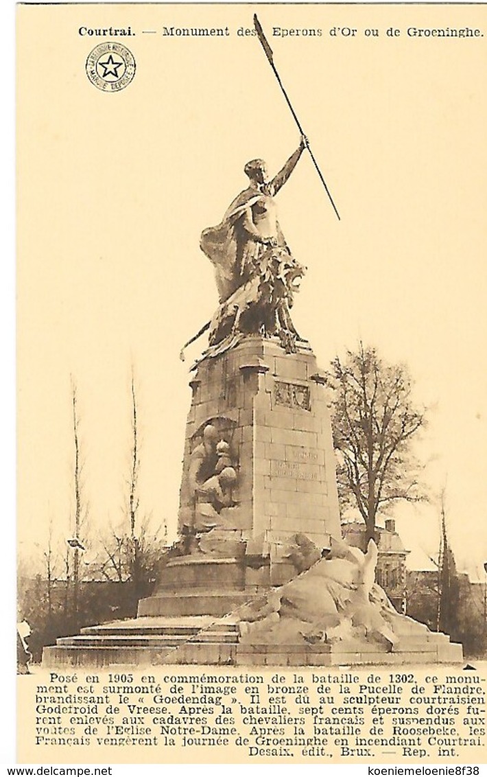 COURTRAI - MONUMENT DES EPERONS D'OR OU DE GROENINGHE - Andere & Zonder Classificatie