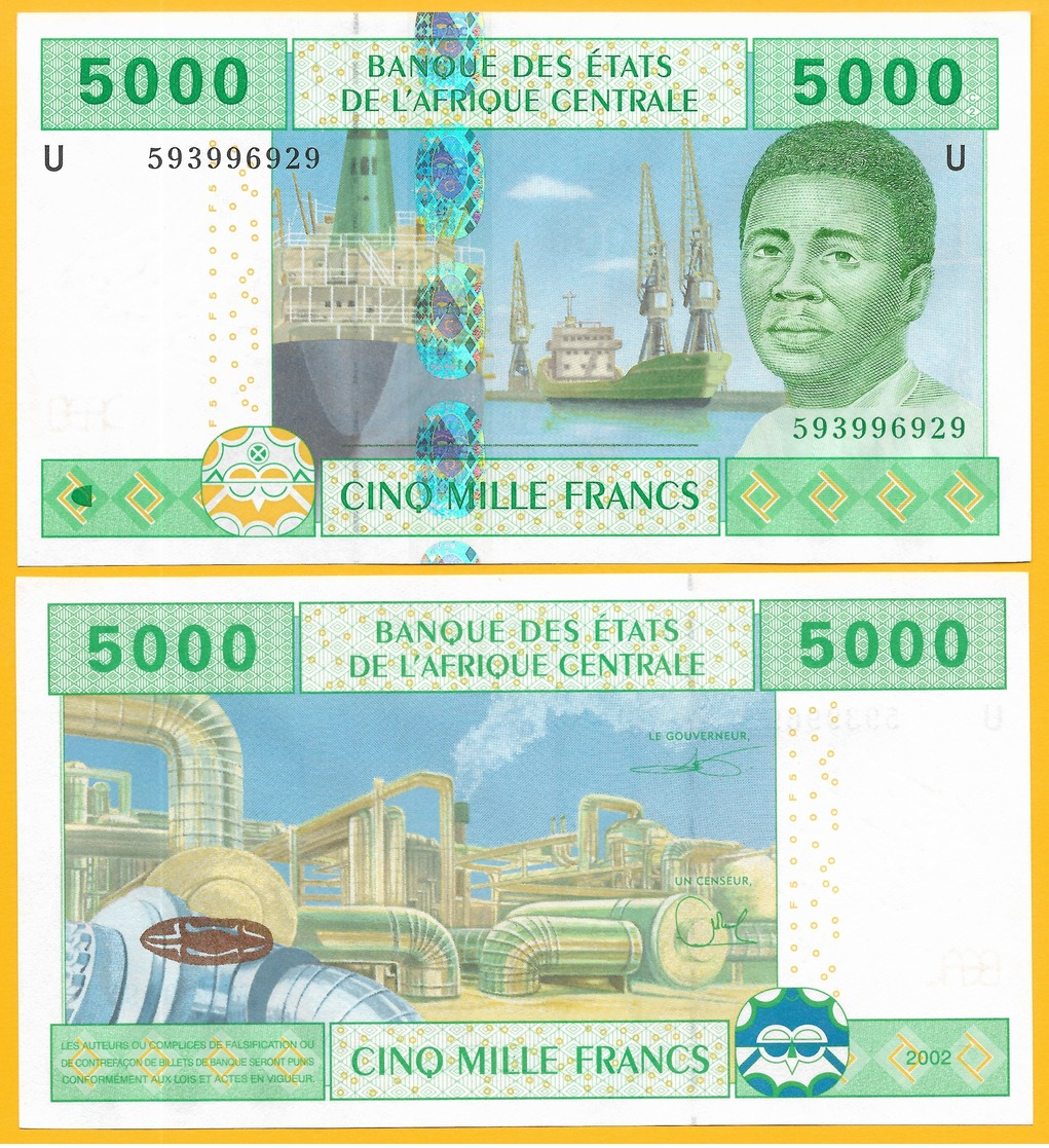 Central African States 5000 Francs Cameroon (U) P-209Ud 2002 UNC Banknote - États D'Afrique Centrale