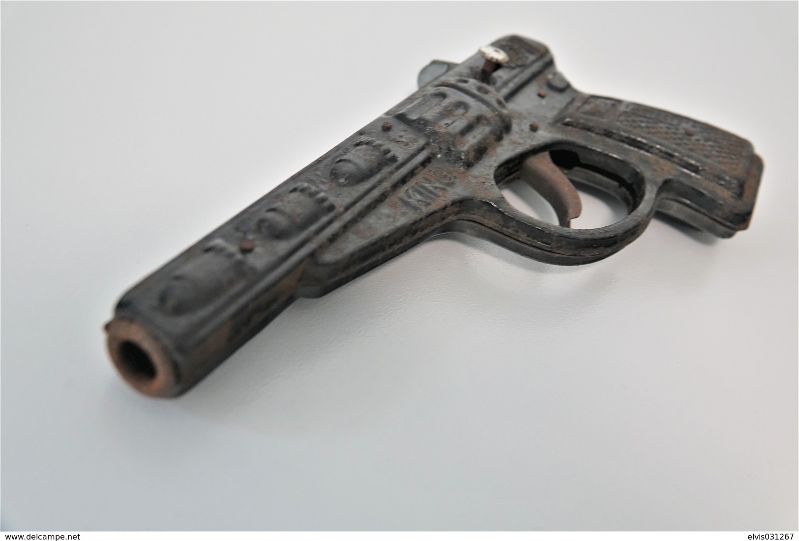 Vintage TOY GUN : TIN TOY KING GUN With EMAIL PIECE - L=19.0cm - 1950s  - Keywords : Cap - Rifle - Revolver - Pistol - Sammlerwaffen