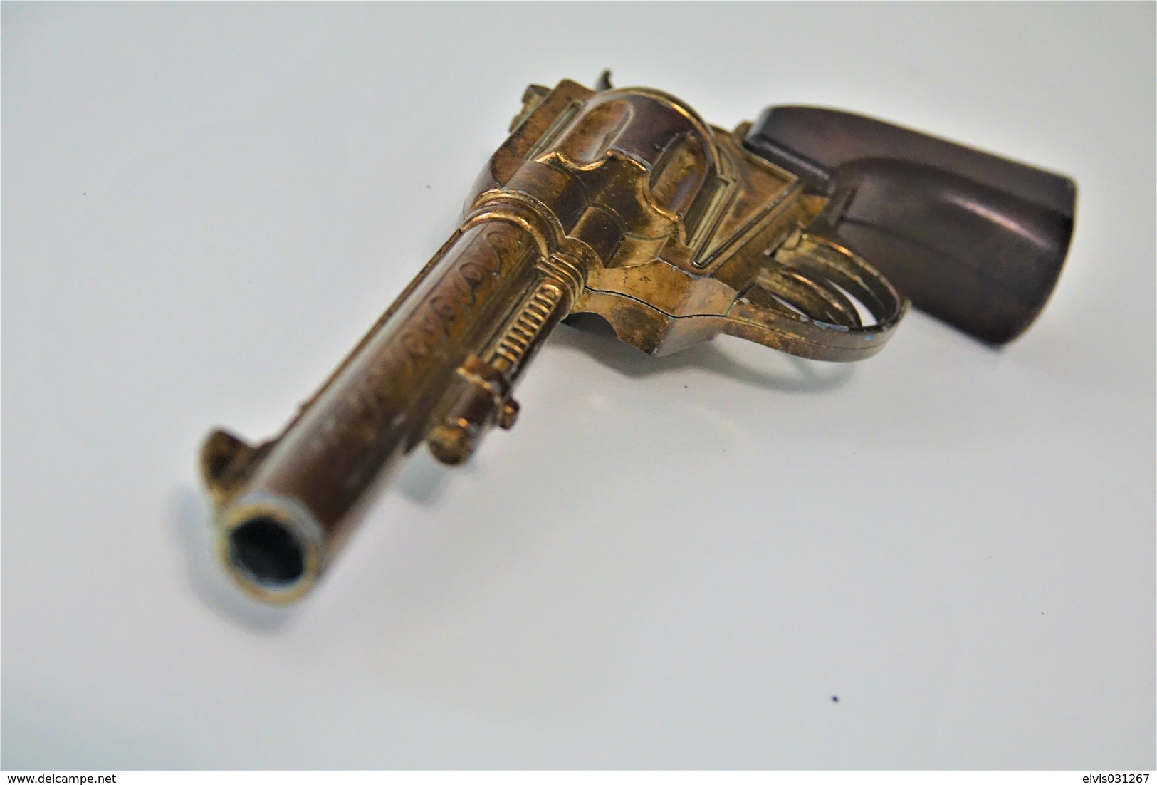 Vintage TOY GUN :  ITALIAN REVOLVER - L=23.0cm - 19**'s - Keywords : Cap - Cork Gun - Rifle - Revolver - Pistol - Tin - Armes Neutralisées
