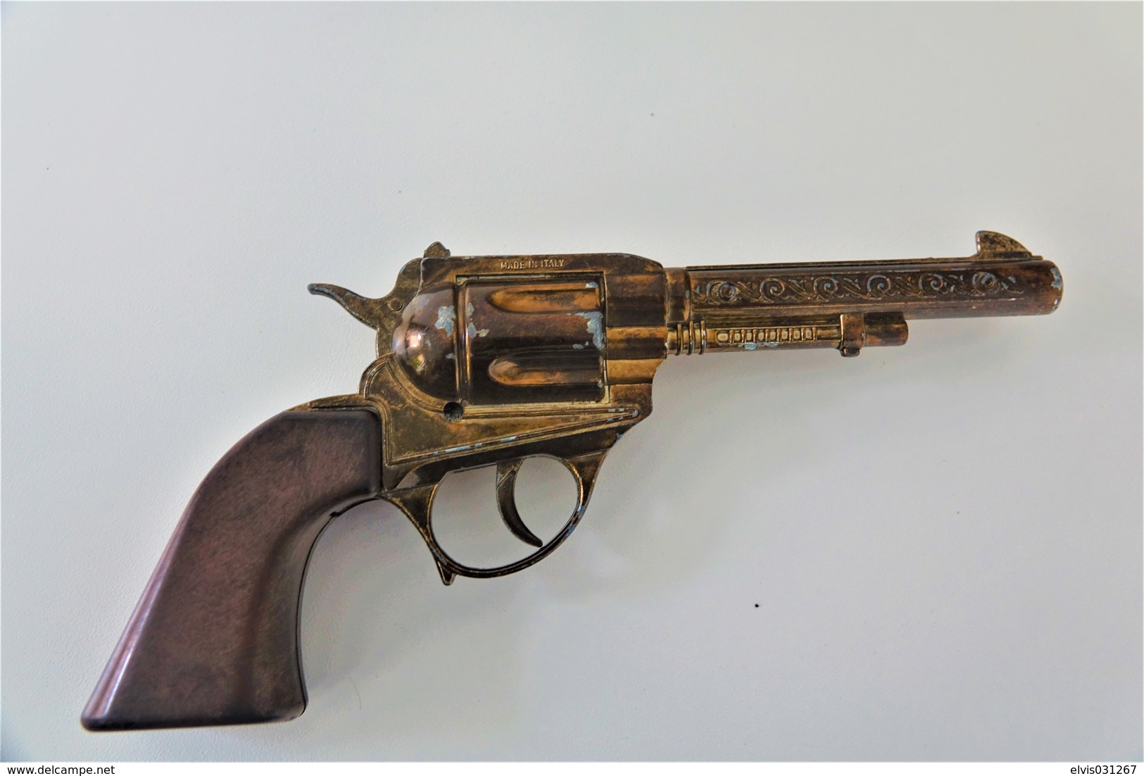 Vintage TOY GUN :  ITALIAN REVOLVER - L=23.0cm - 19**'s - Keywords : Cap - Cork Gun - Rifle - Revolver - Pistol - Tin - Decotatieve Wapens