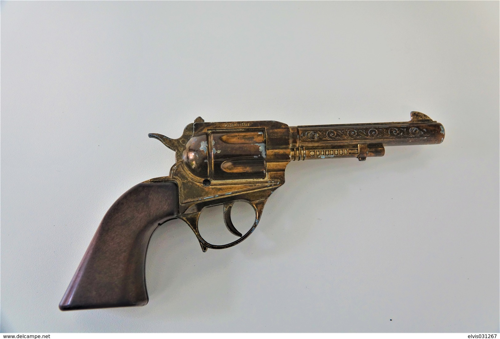 Vintage TOY GUN :  ITALIAN REVOLVER - L=23.0cm - 19**'s - Keywords : Cap - Cork Gun - Rifle - Revolver - Pistol - Tin - Armes Neutralisées