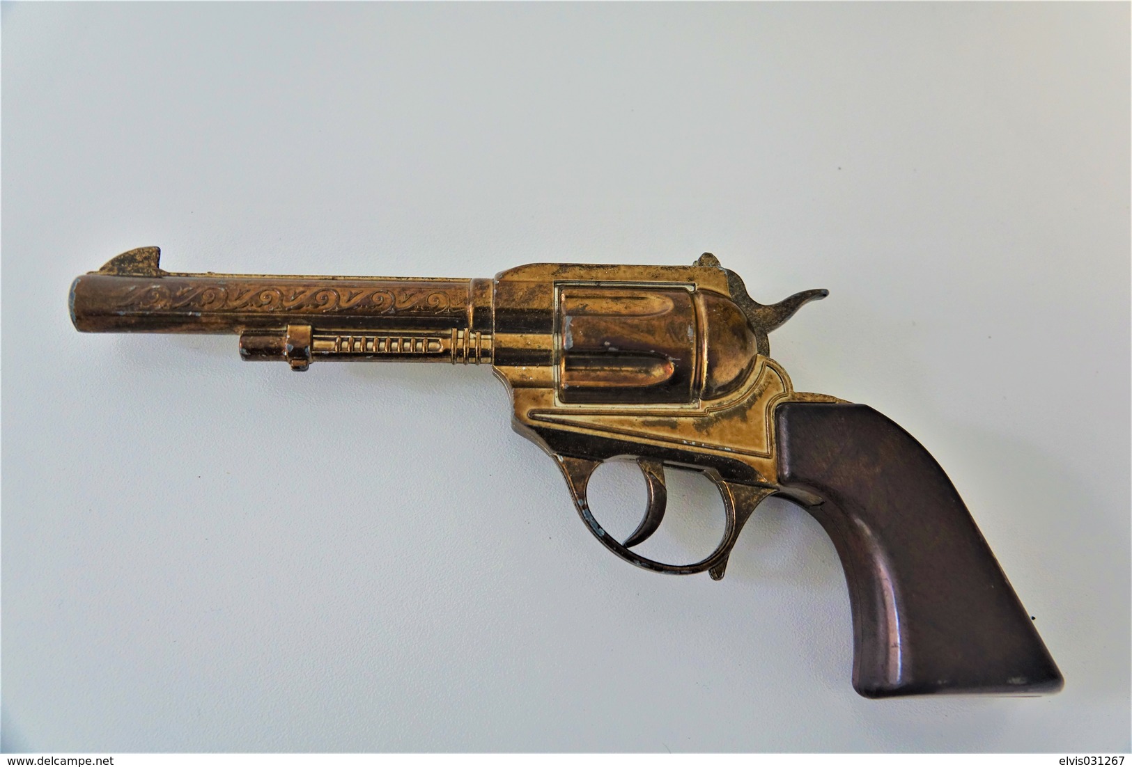 Vintage TOY GUN :  ITALIAN REVOLVER - L=23.0cm - 19**'s - Keywords : Cap - Cork Gun - Rifle - Revolver - Pistol - Tin - Armes Neutralisées