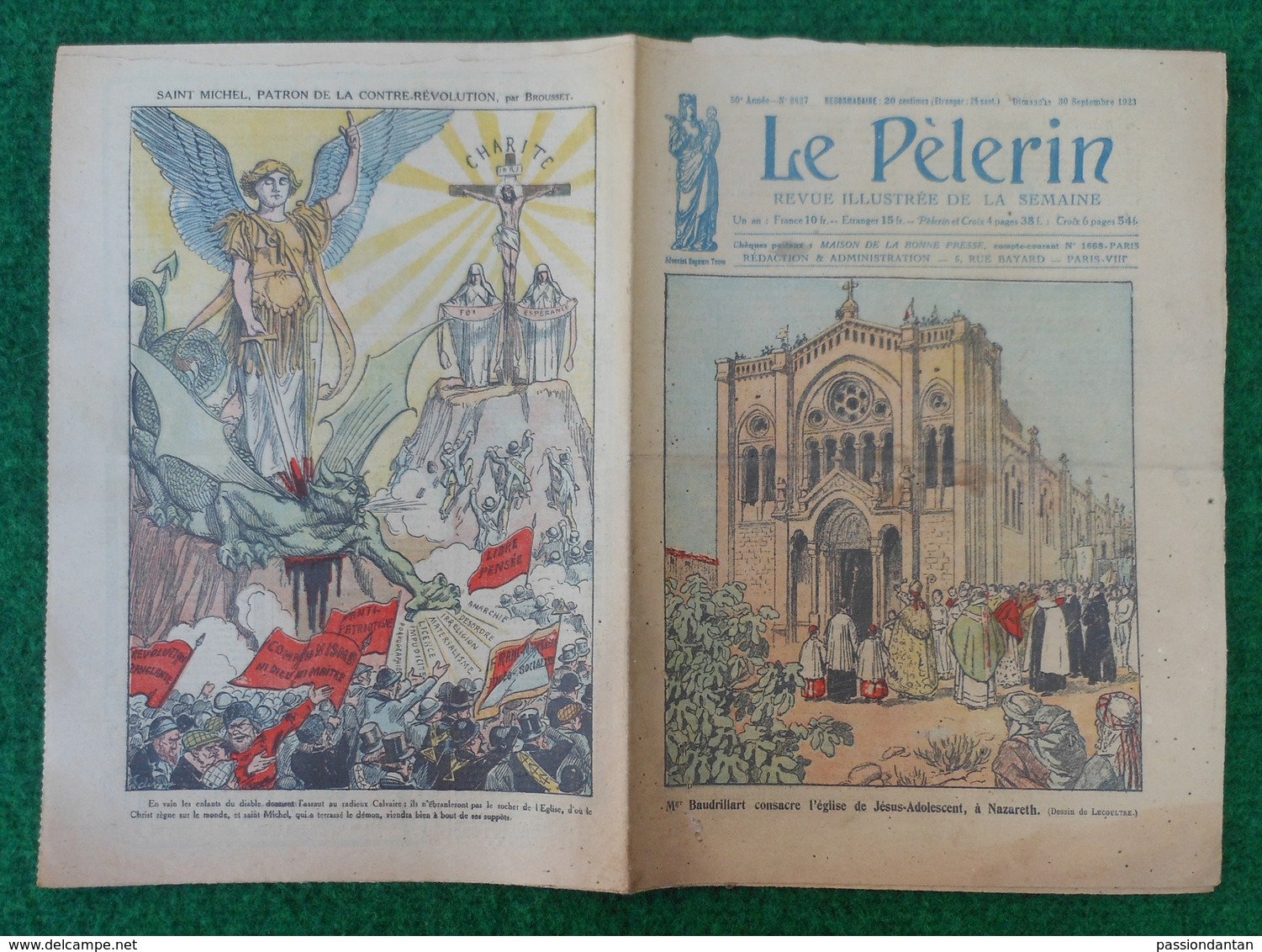 Revue Illustrée Le Pèlerin - Septembre 1923 - L'Église Jésus Adolescent à Nazareth - L'Église De Bobbio - Autres & Non Classés