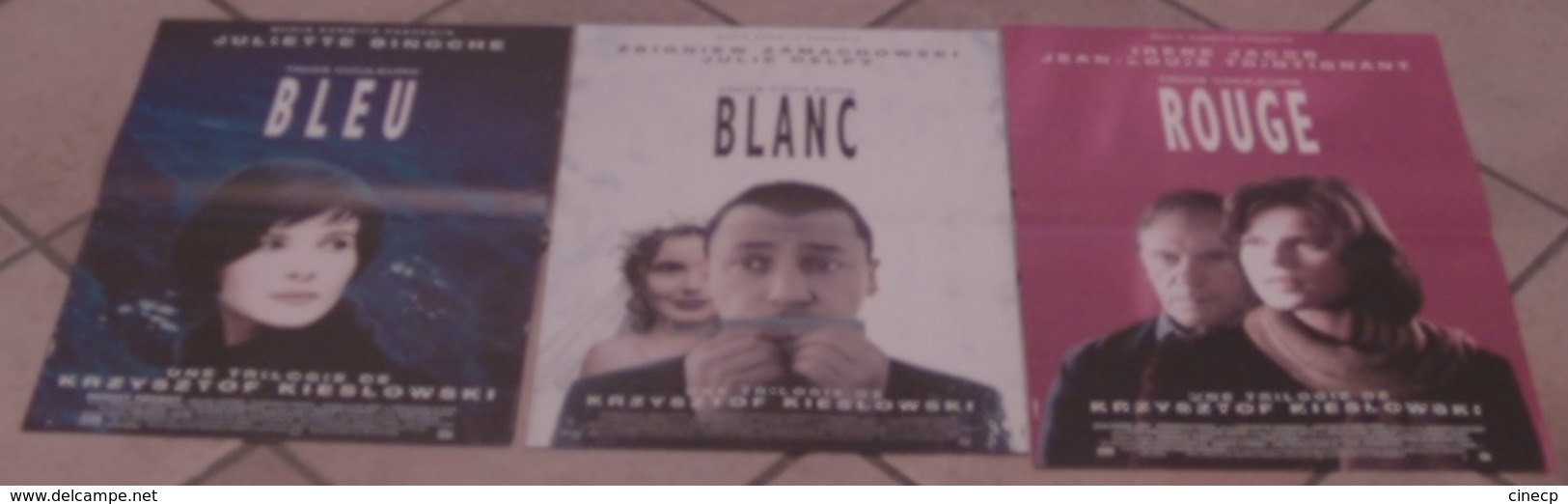 LOT 3 AFFICHES CINEMA FILMS TRILOGIE KIESLOWSKI BLEU BLANC ROUGE BINOCHE JACOB TRINTIGNANT DELPY - Posters