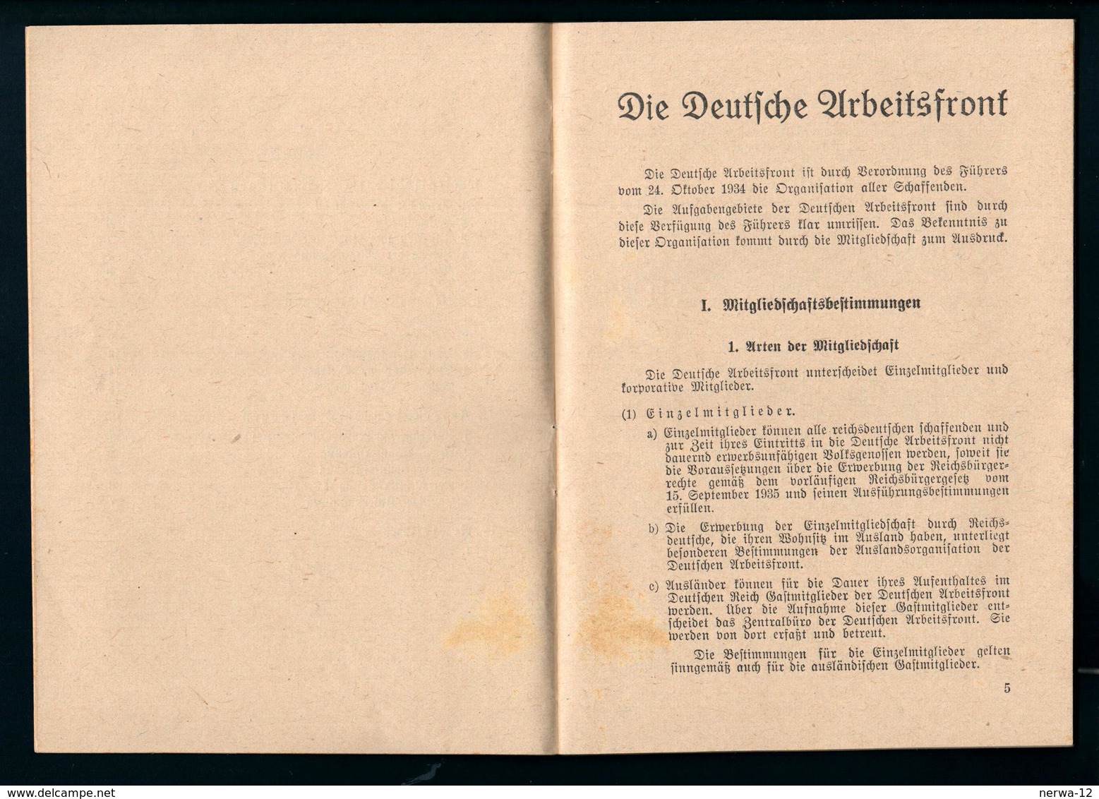 Bestimmungen über Die Zugehörigkeit Zur Deutschen Arbeitsfront - 1939-45