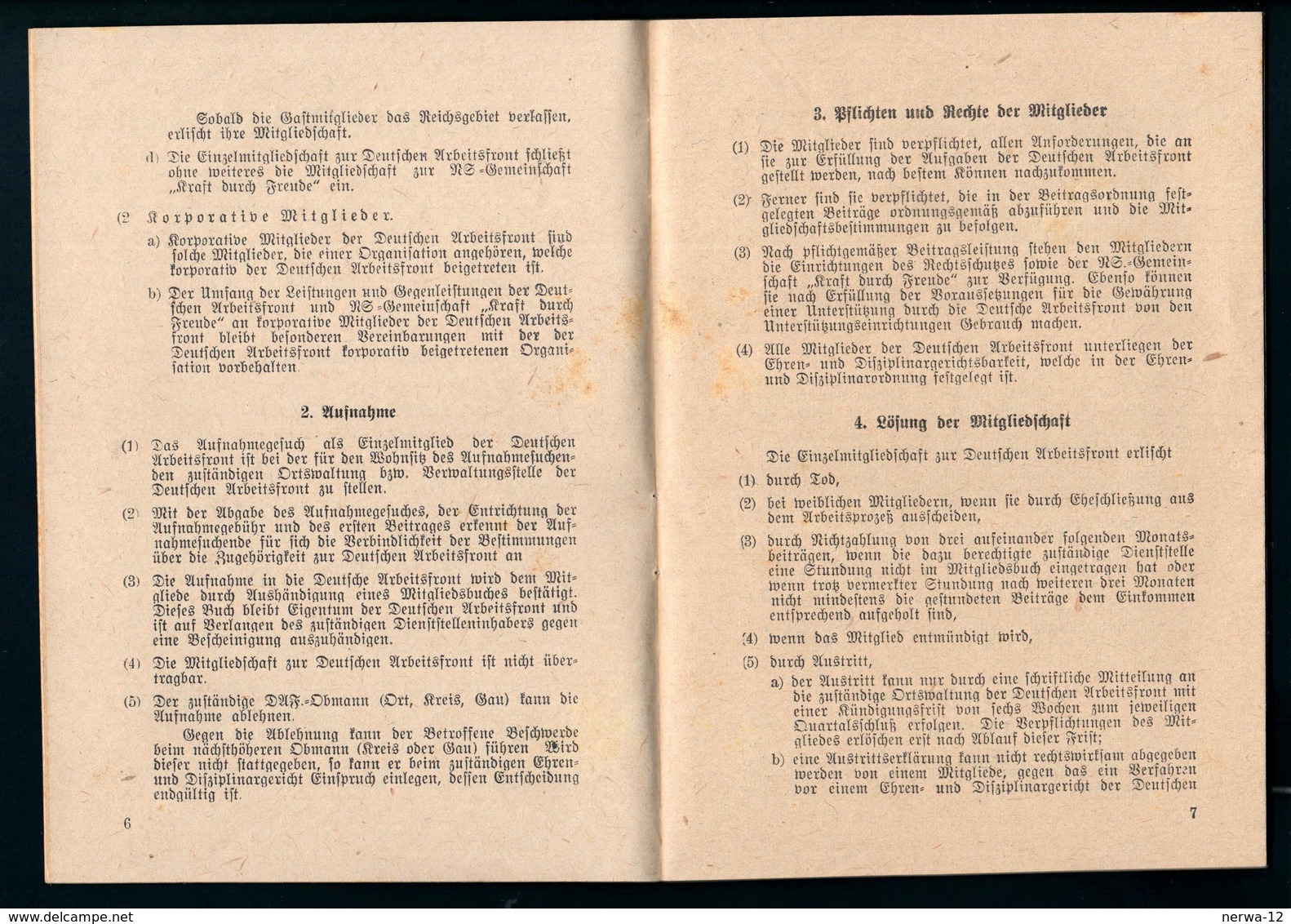 Bestimmungen über Die Zugehörigkeit Zur Deutschen Arbeitsfront - 1939-45