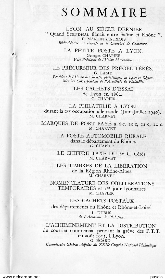 XXX Congrés National De La Federation Des Sociétés Philatéliques Françaises - Lyon 1957 - Andere & Zonder Classificatie