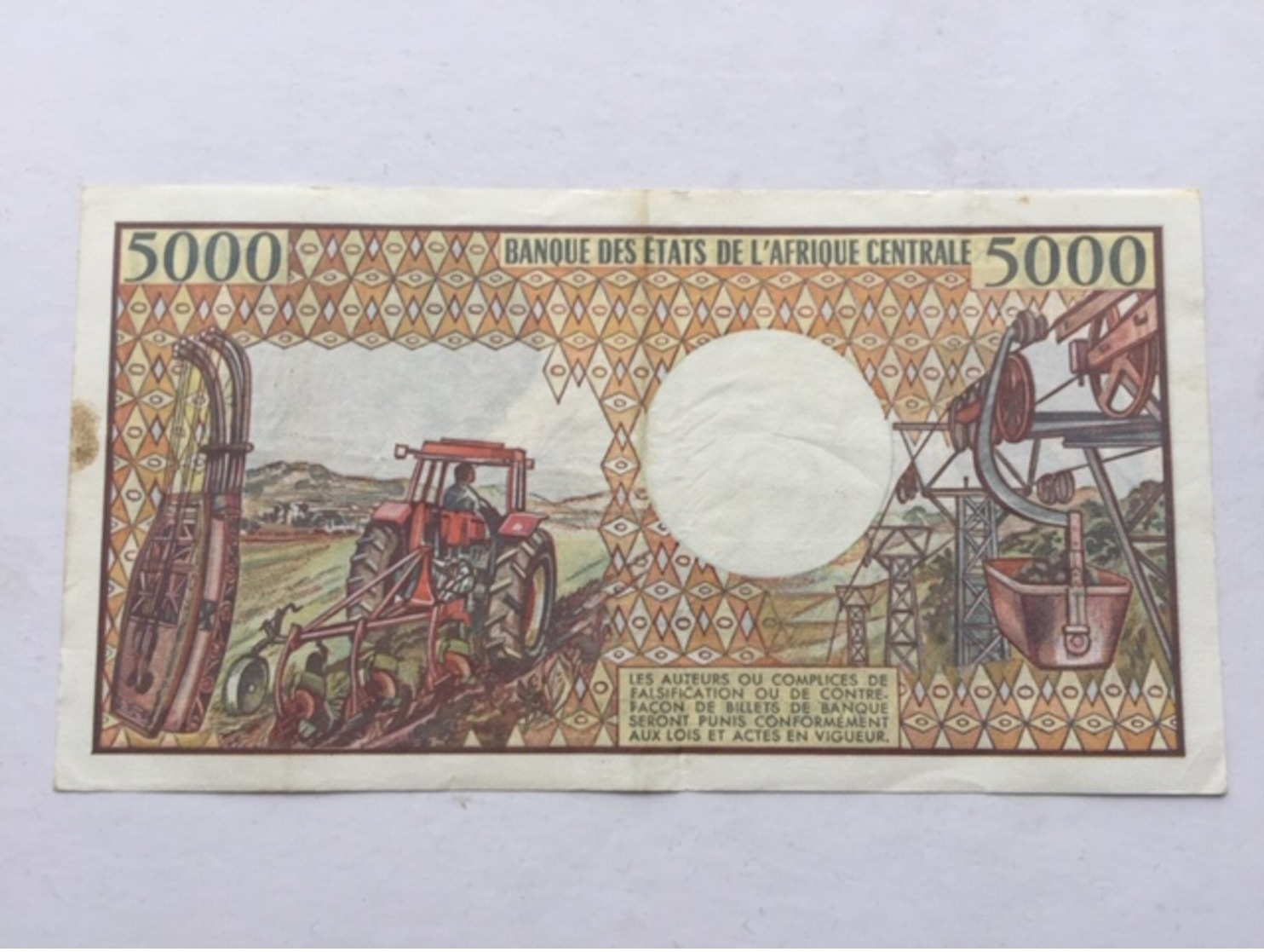 CENTRAL AFRICAN REPUBLIC P12 5000 FRANCS XF- - Central African Republic